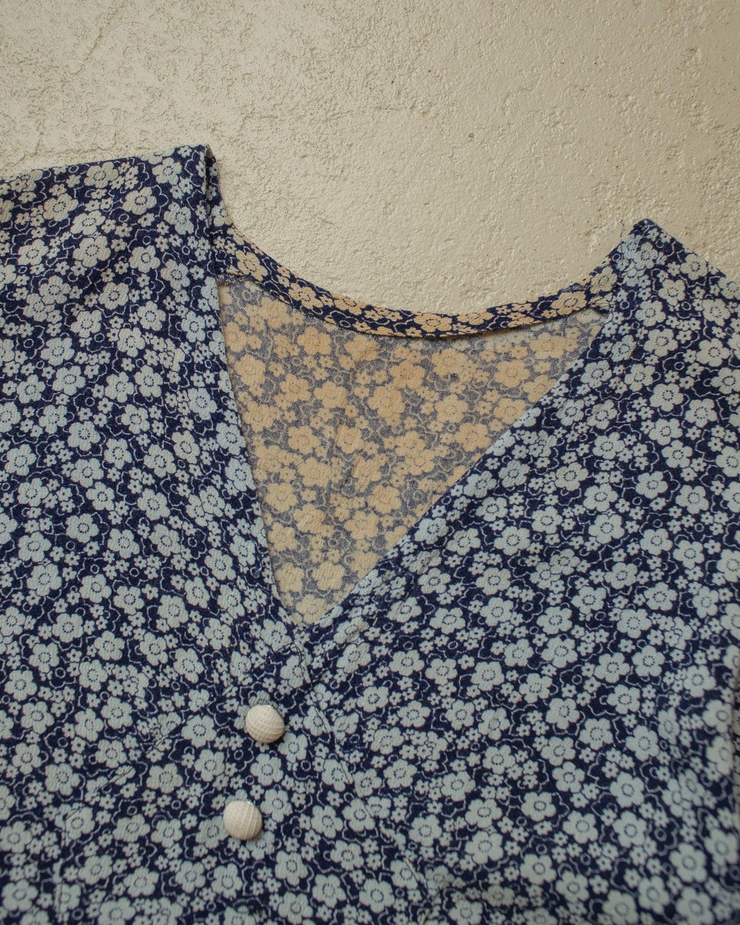 1950s Womens German Flower Print Dress - S