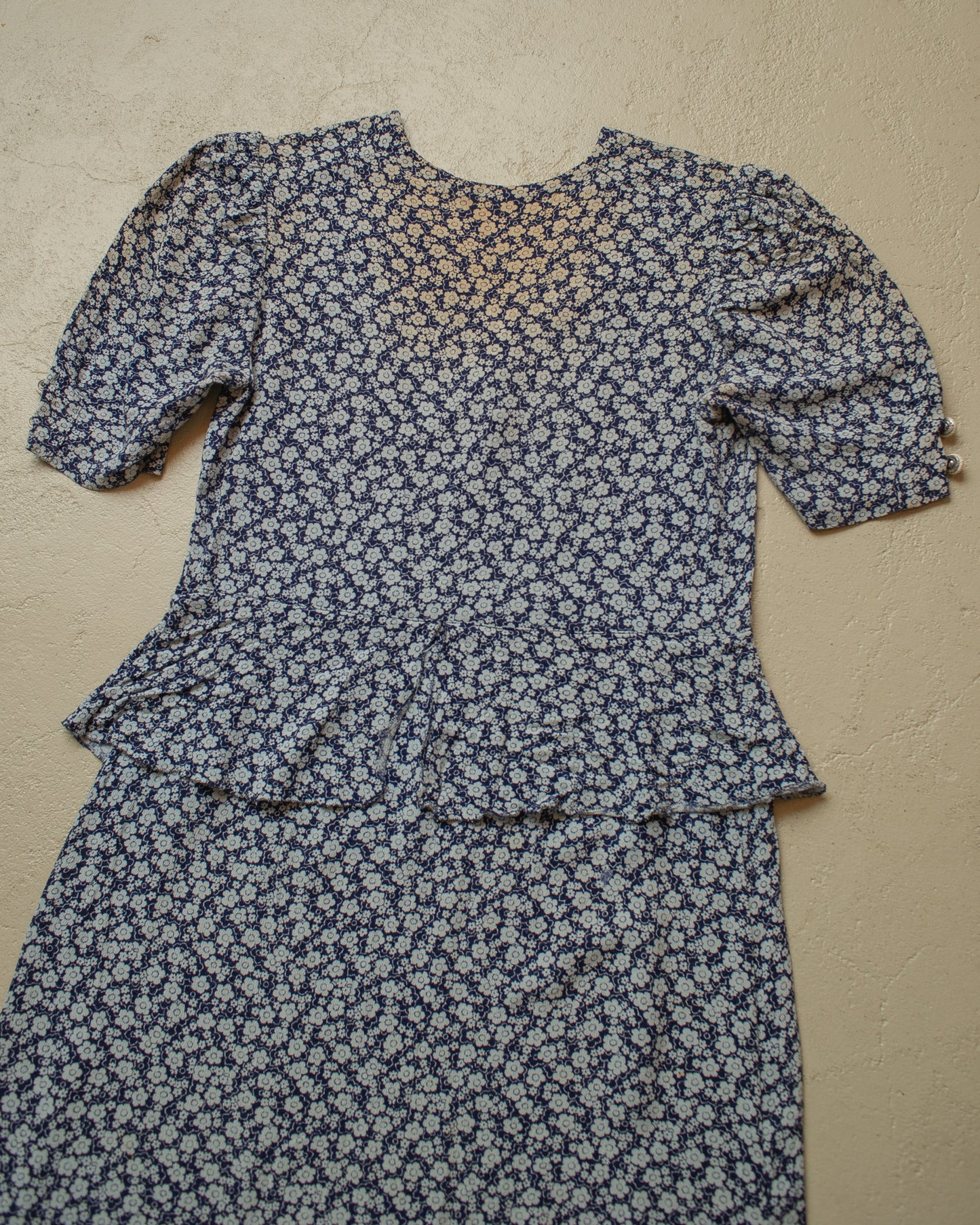 1950s Womens German Flower Print Dress - S