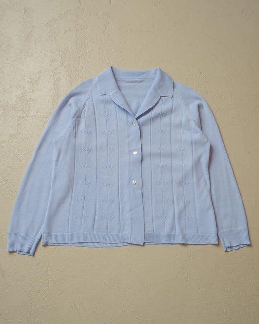 1970s/80s Womens light Knit Jacket blue - L