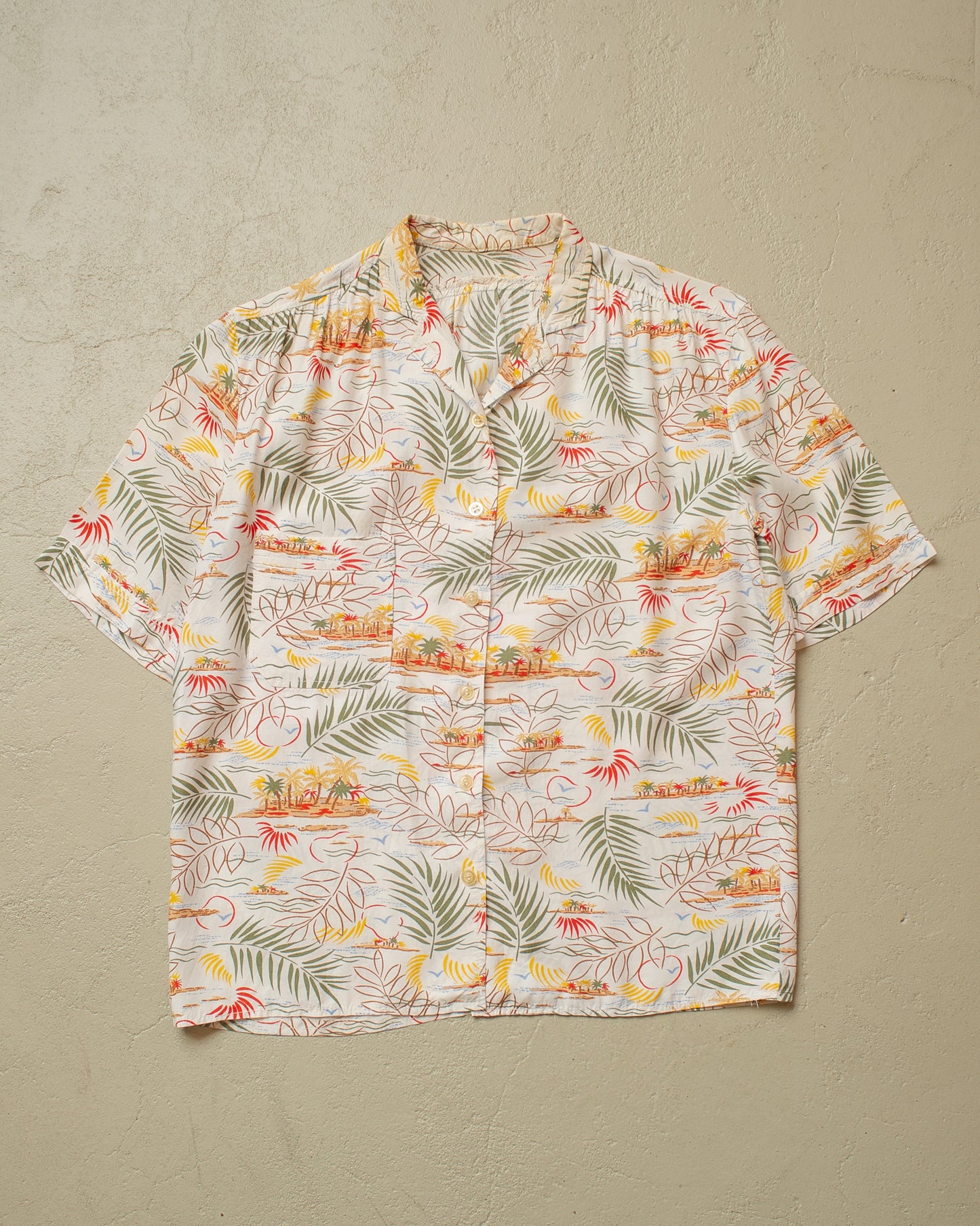 1950s European Womens Hawaii Shirt white - M