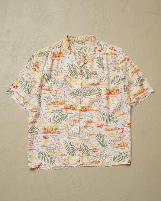 1950s European Womens Hawaii Shirt white - M