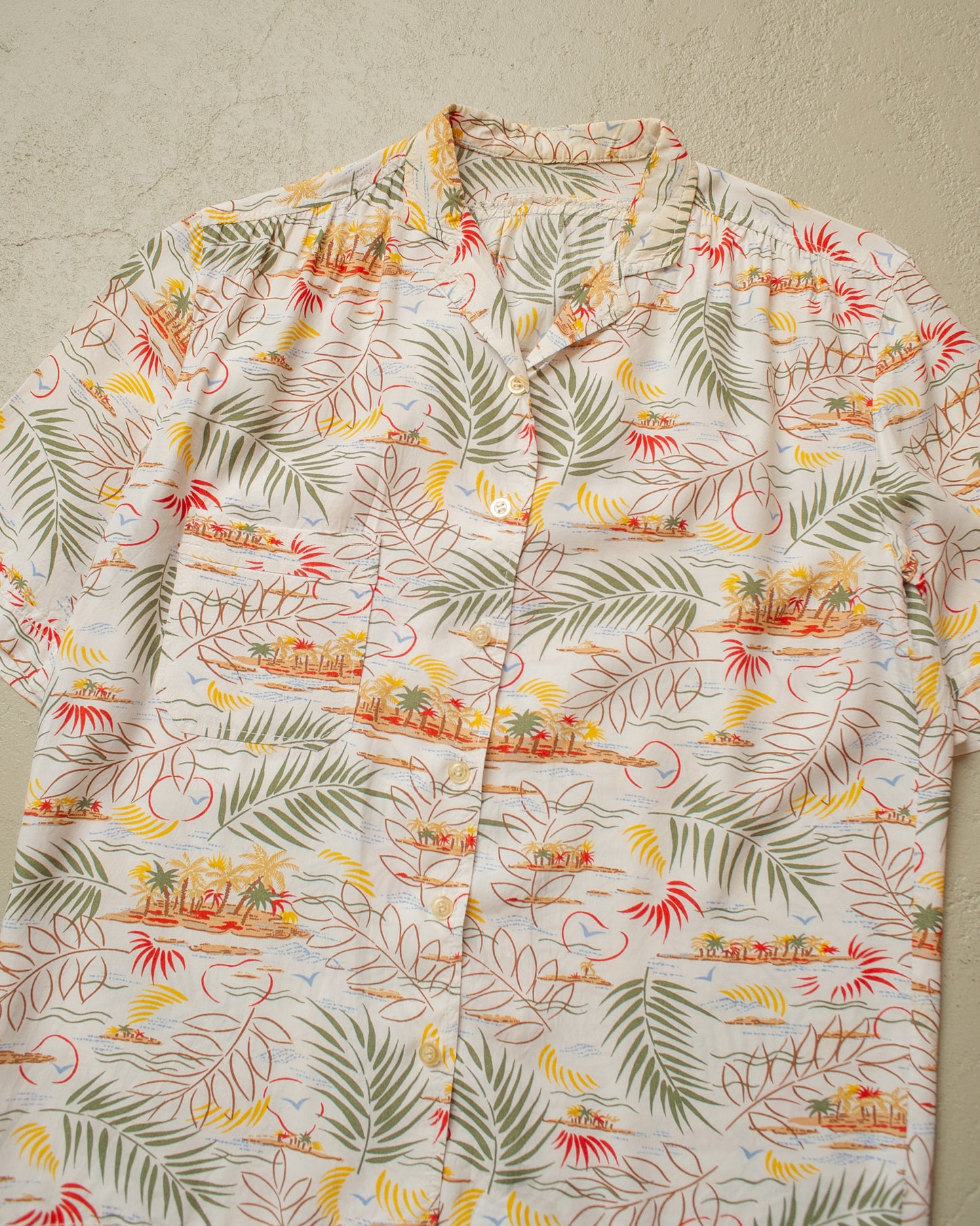 1950s European Womens Hawaii Shirt white - M