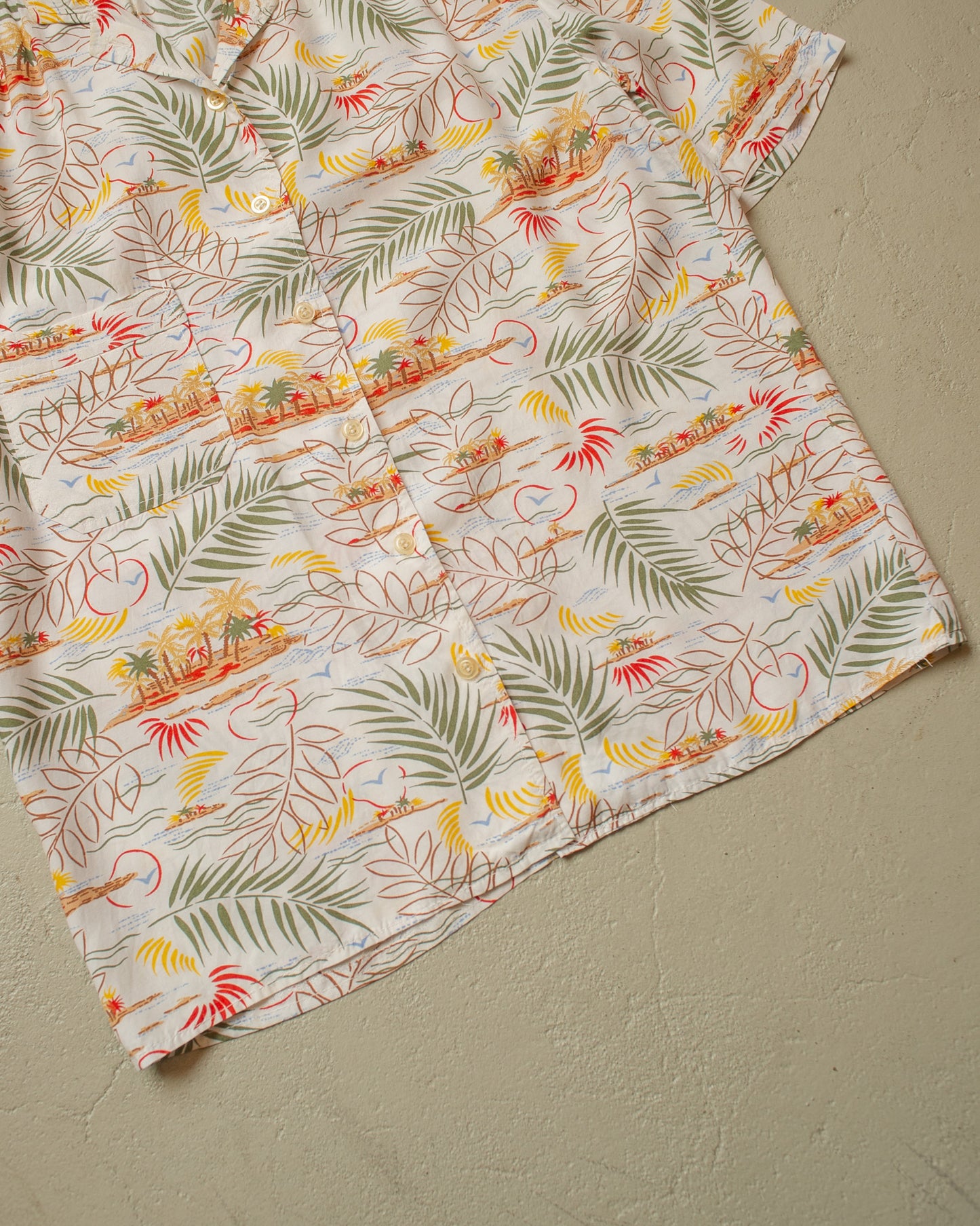 1950s European Womens Hawaii Shirt white - M
