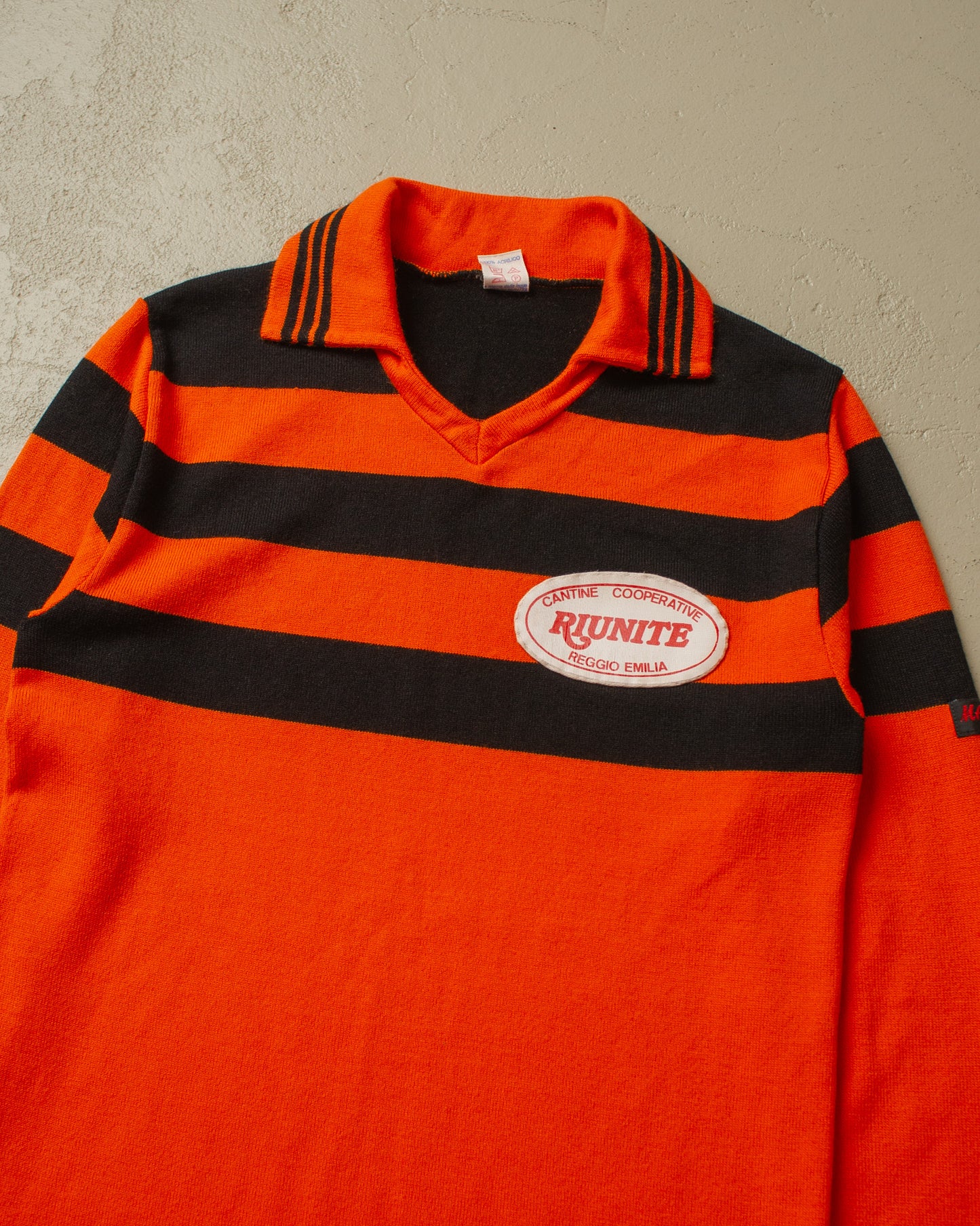1970s Longsleeve Knit Jersey orange - S/M