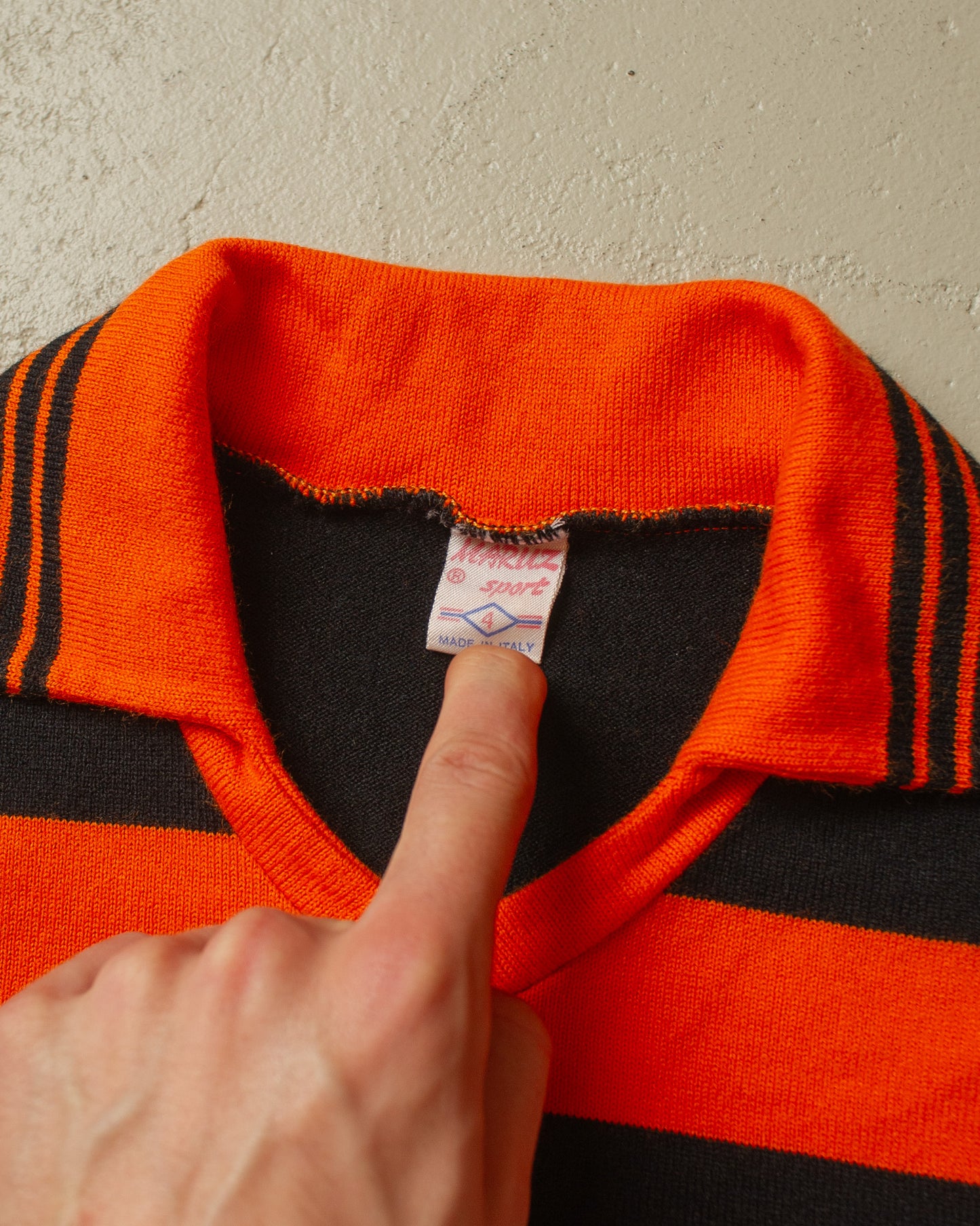 1970s Longsleeve Knit Jersey orange - S/M