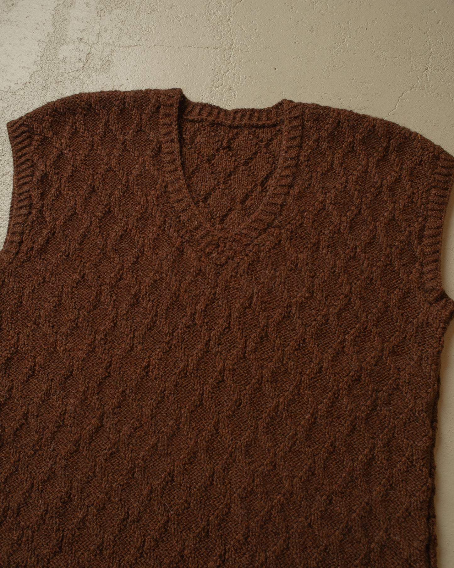 1960s Handmade Knit Vest brown - M/L