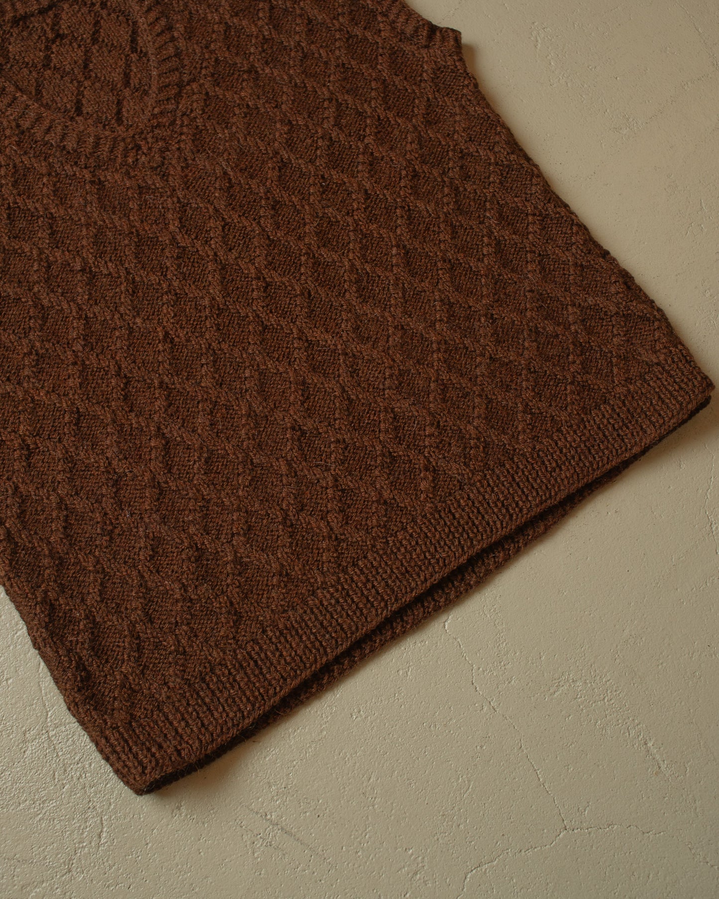 1960s Handmade Knit Vest brown - M/L