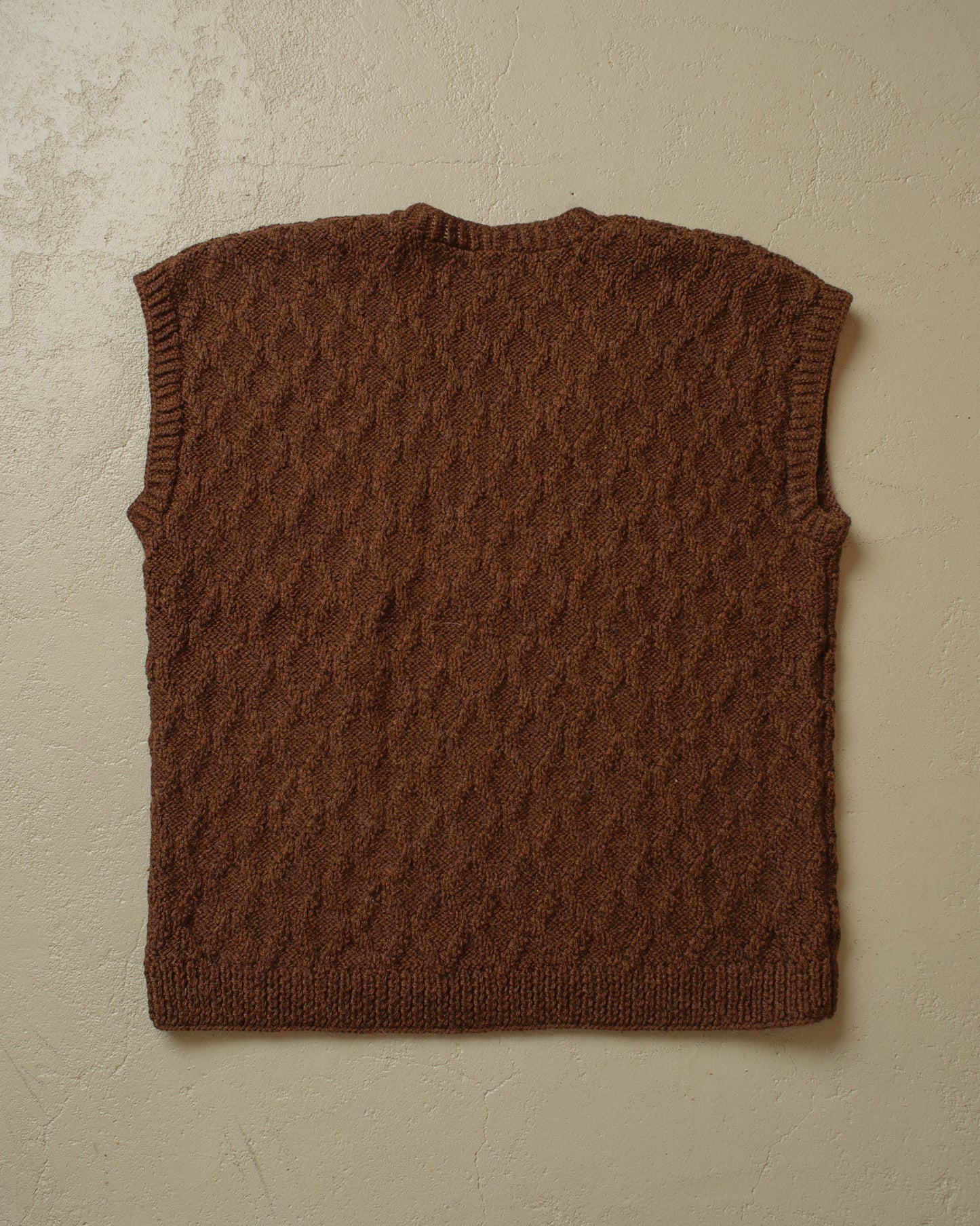 1960s Handmade Knit Vest brown - M/L