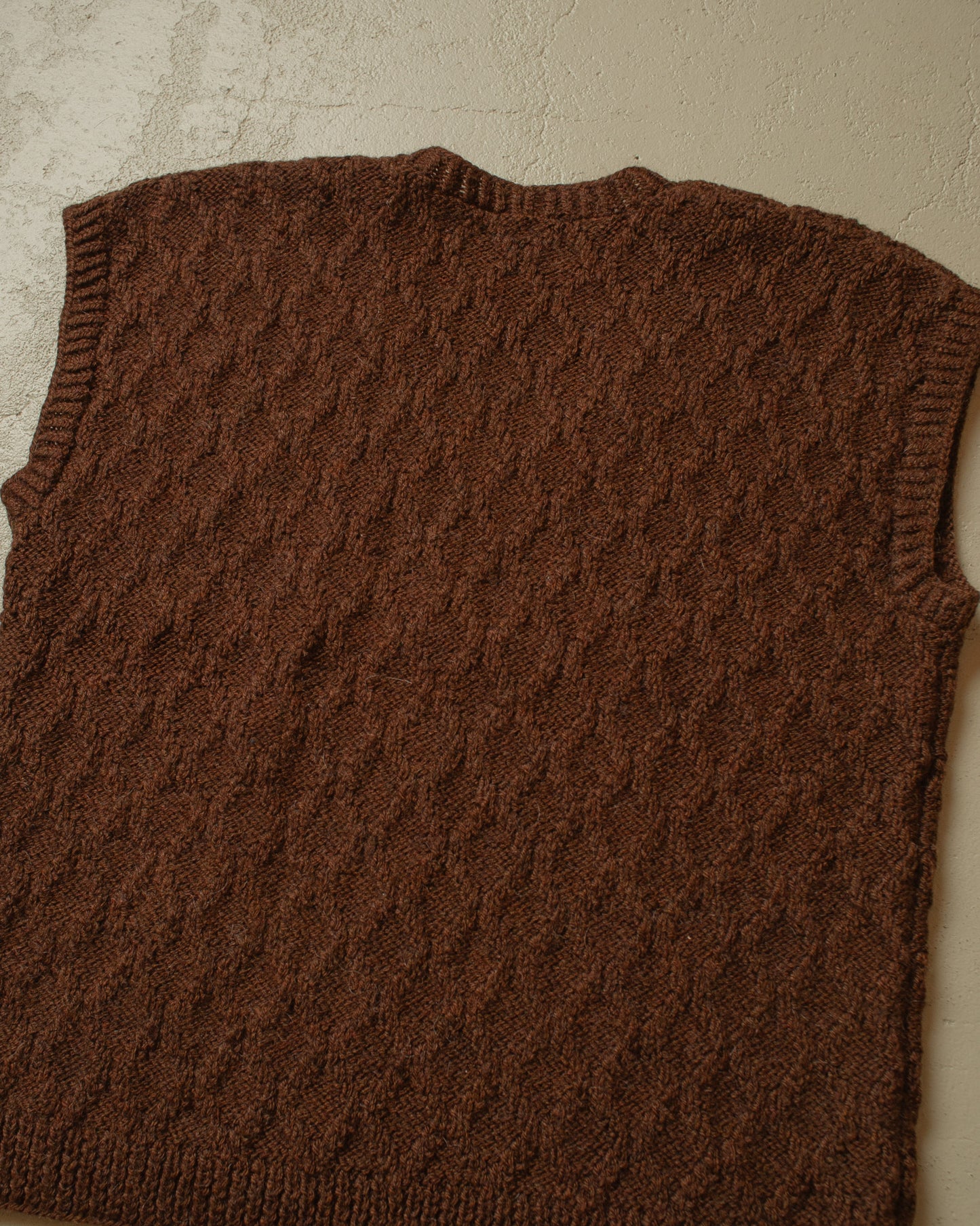 1960s Handmade Knit Vest brown - M/L