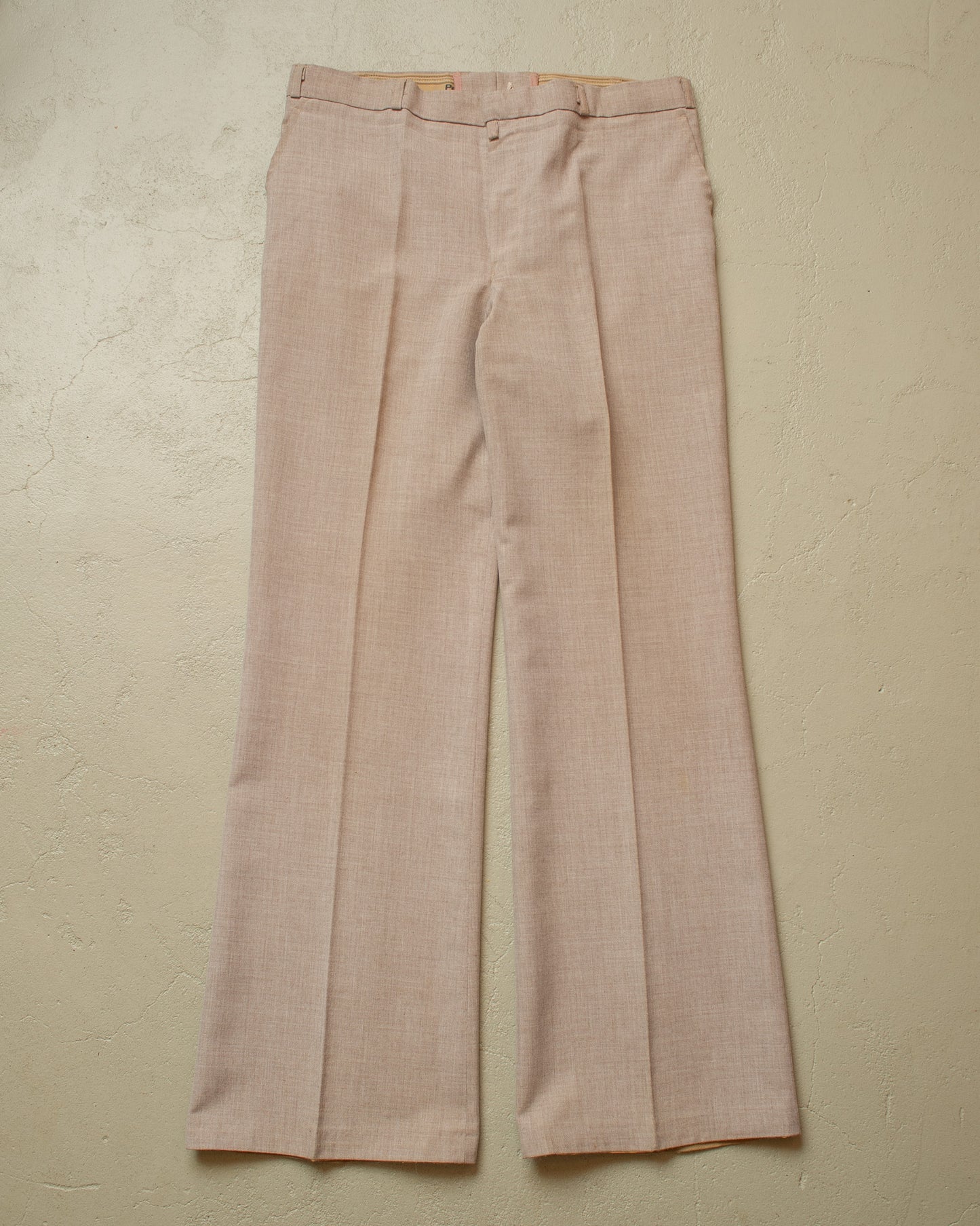 1970s German Permanent Press light Flared Pants beige - W34,5 L32
