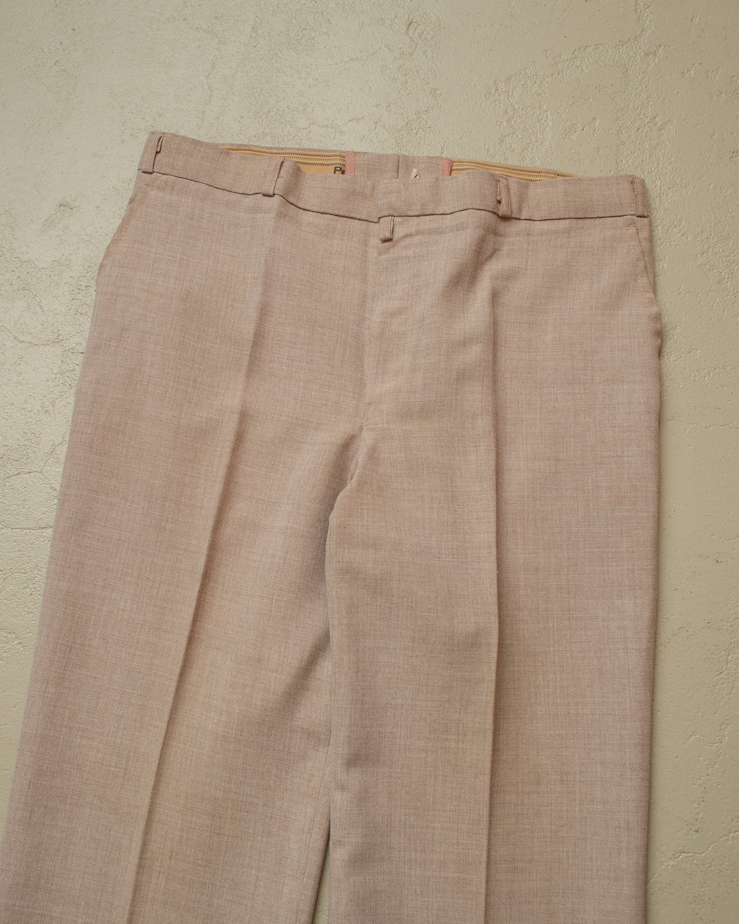 1970s German Permanent Press light Flared Pants beige - W34,5 L32