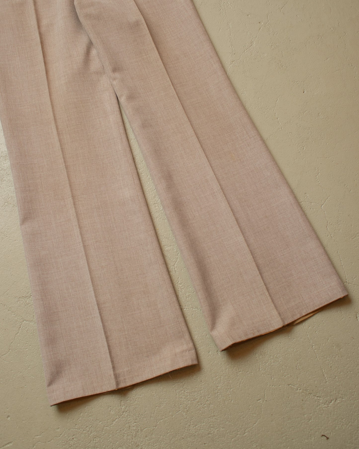 1970s German Permanent Press light Flared Pants beige - W34,5 L32