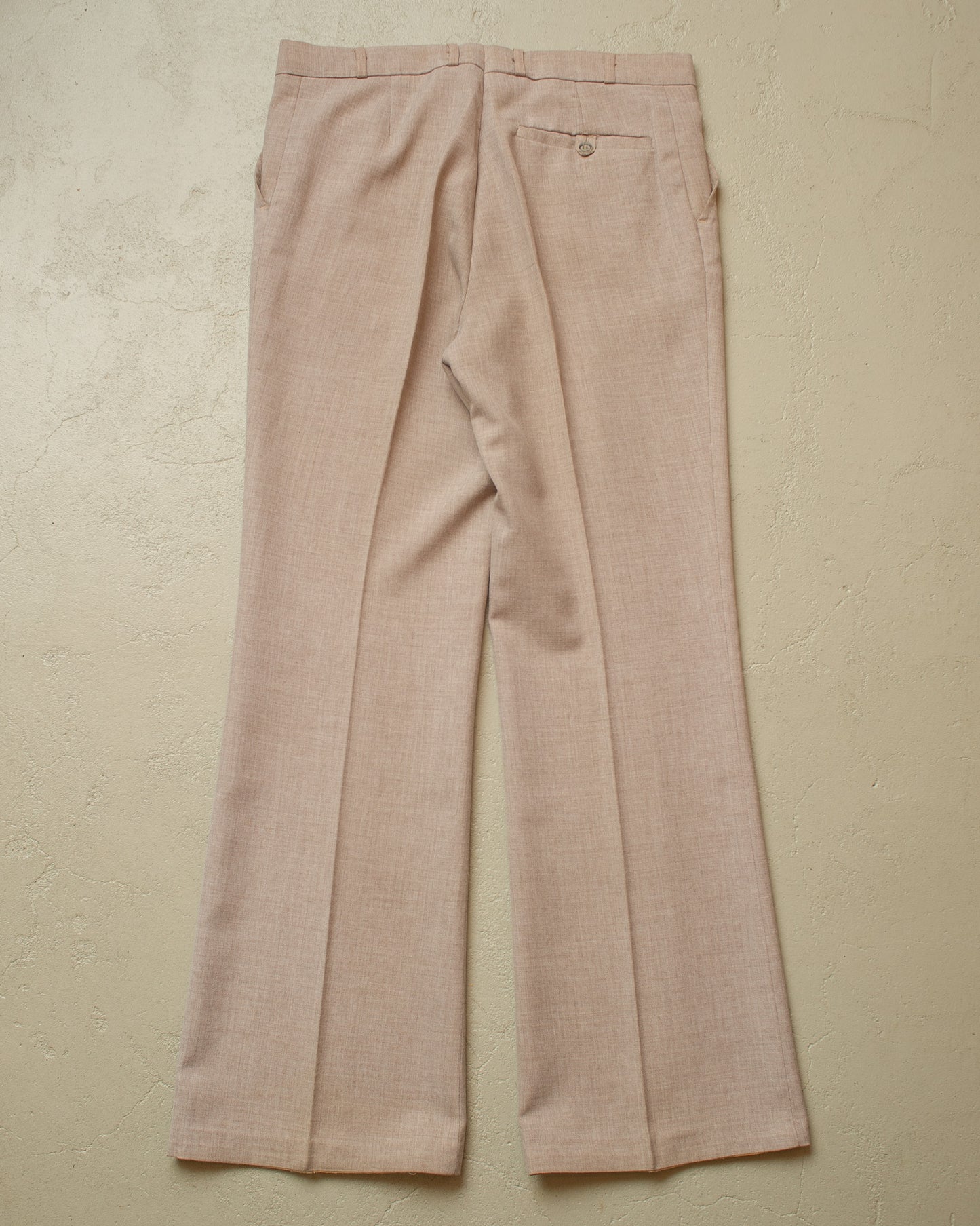 1970s German Permanent Press light Flared Pants beige - W34,5 L32