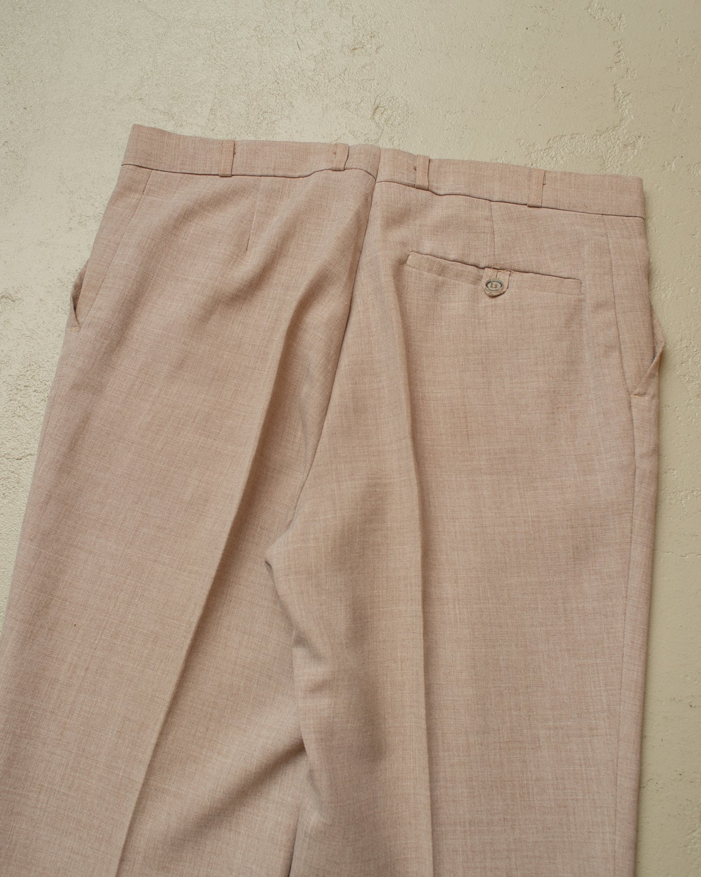 1970s German Permanent Press light Flared Pants beige - W34,5 L32
