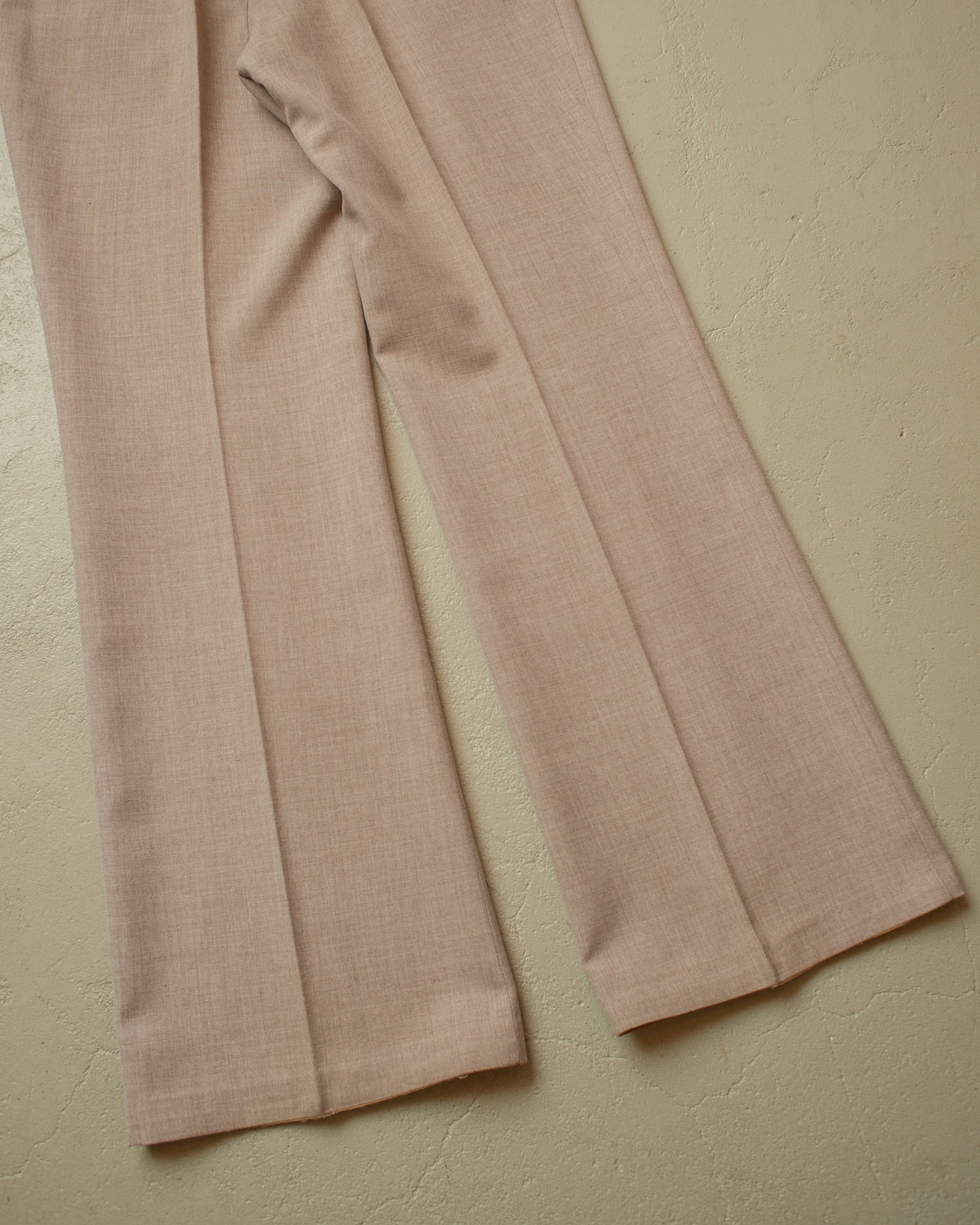 1970s German Permanent Press light Flared Pants beige - W34,5 L32