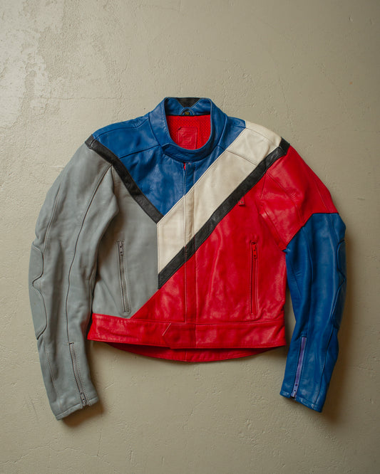 1980s Hein Gericke Colorblock Moto Leather Jacket multi - M/L