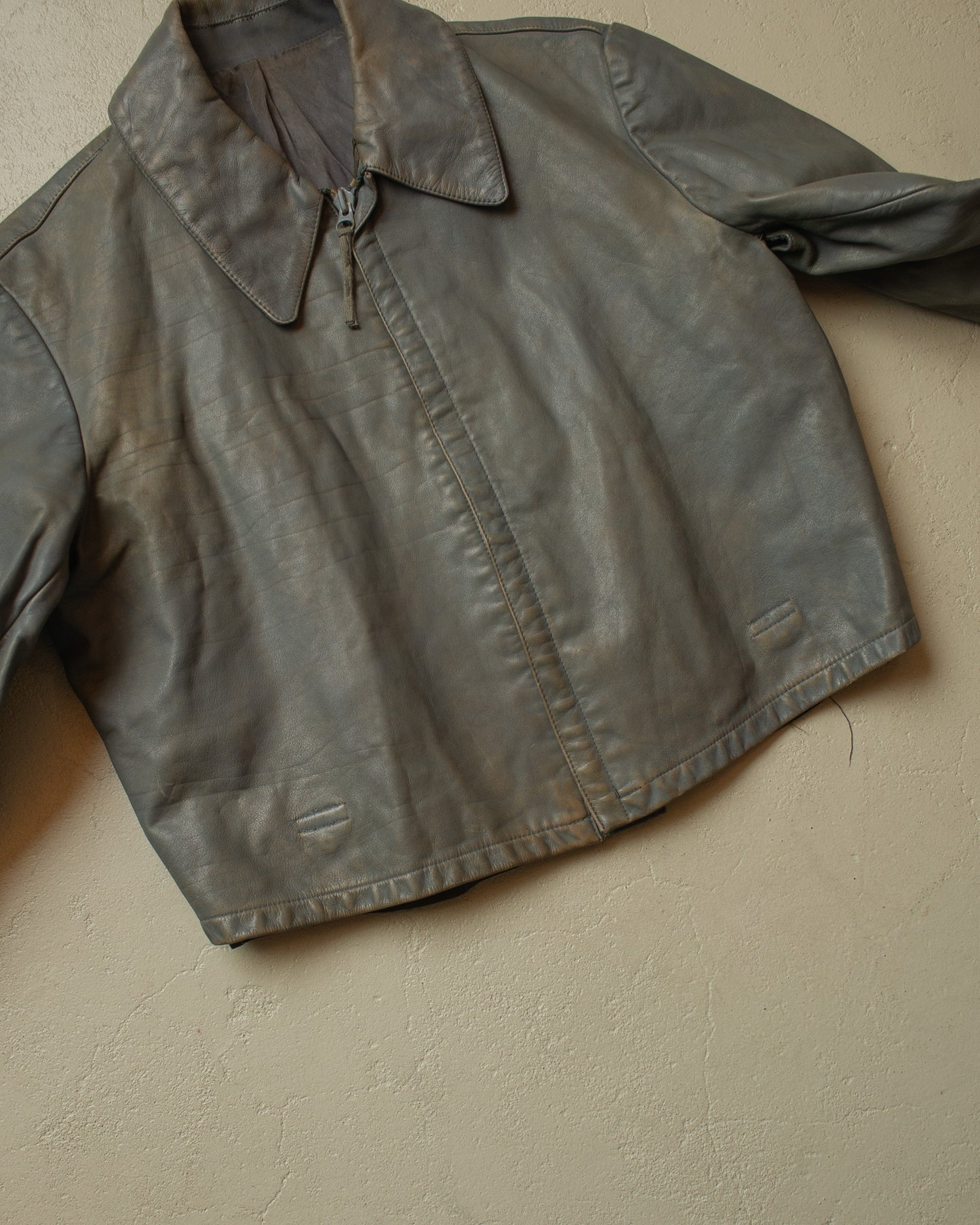 1982 German Navy Uboot Leather Jacket grey - M/L