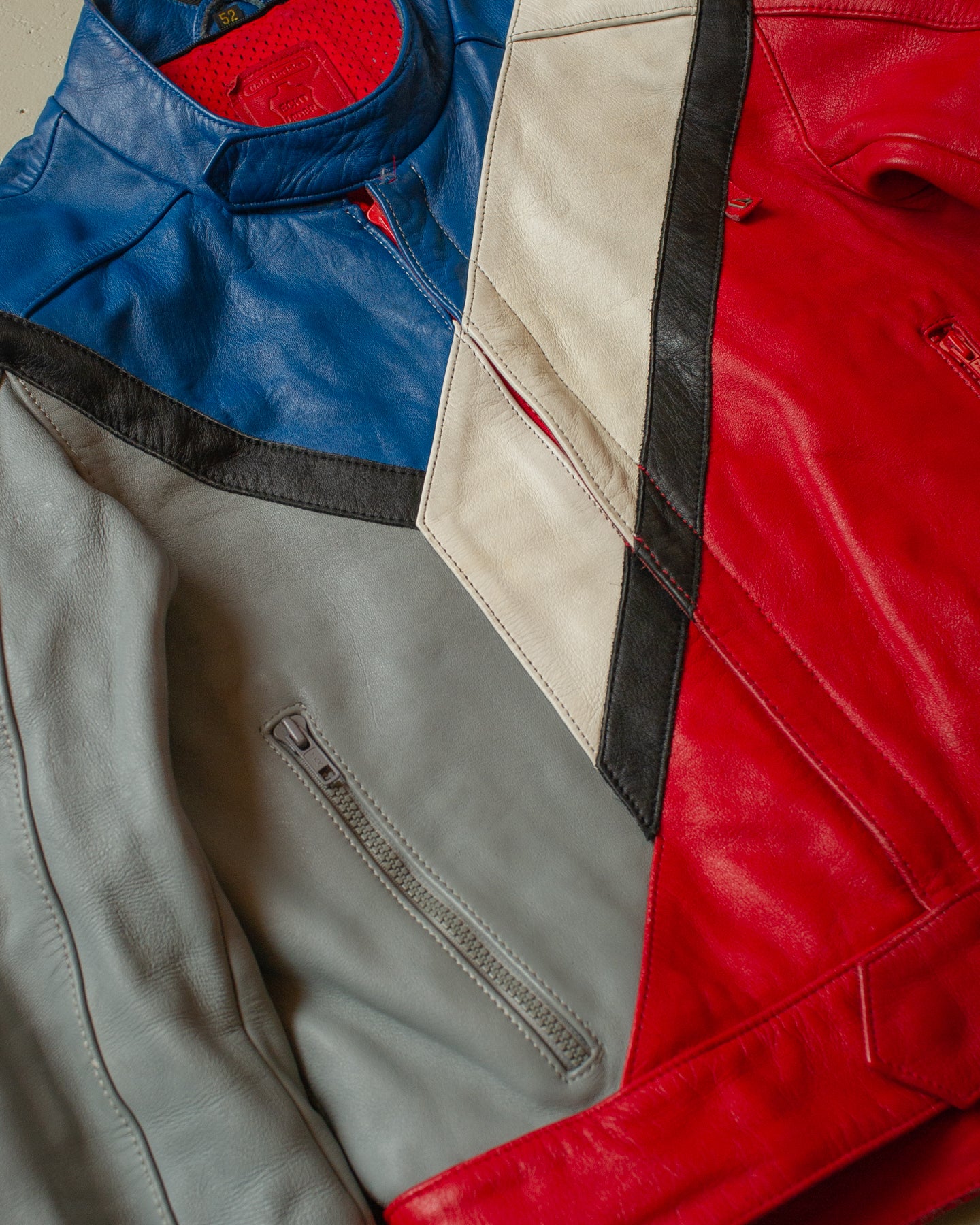 1980s Hein Gericke Colorblock Moto Leather Jacket multi - M/L