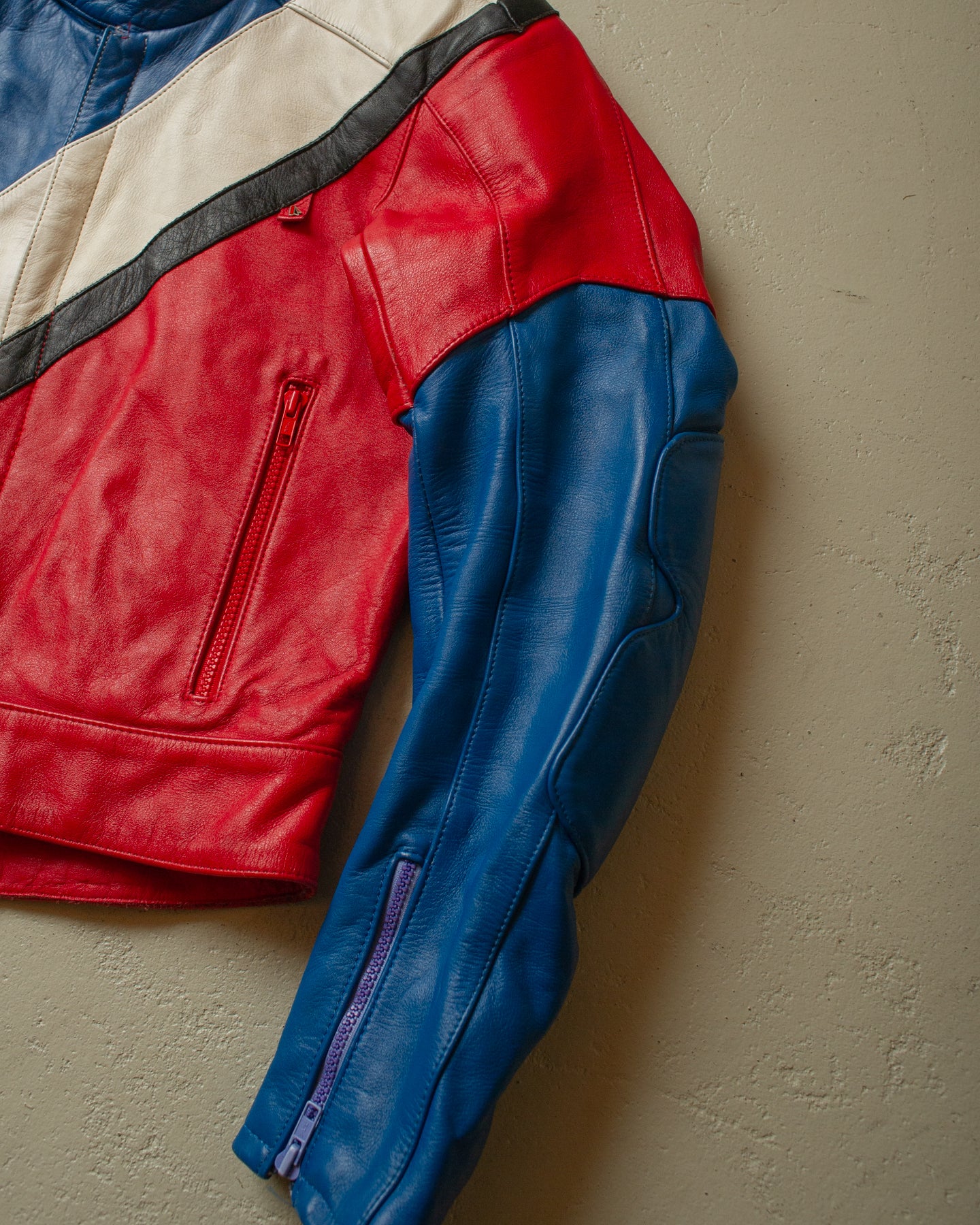 1980s Hein Gericke Colorblock Moto Leather Jacket multi - M/L