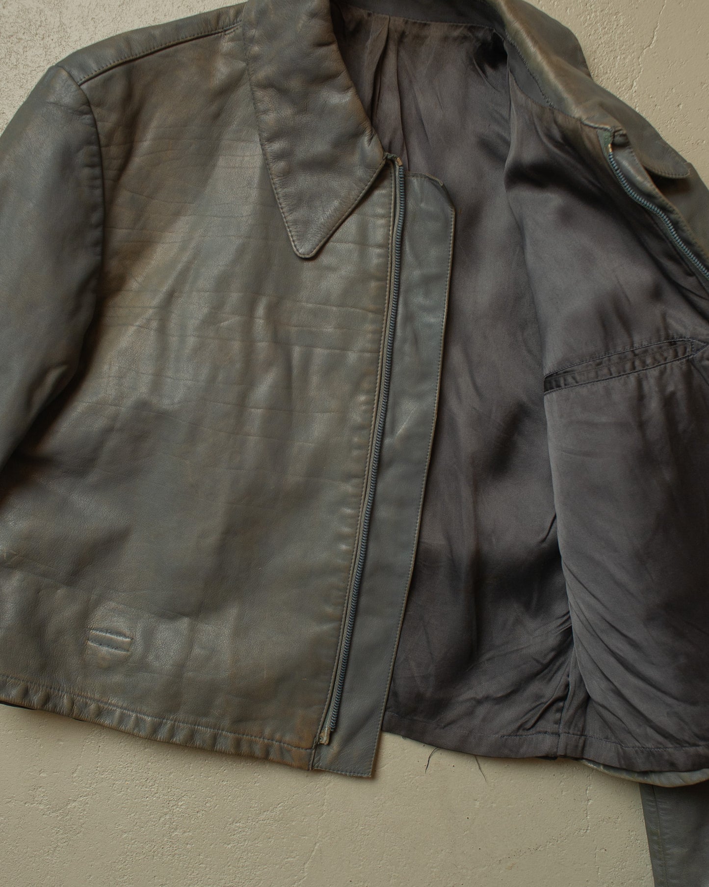 1982 German Navy Uboot Leather Jacket grey - M/L