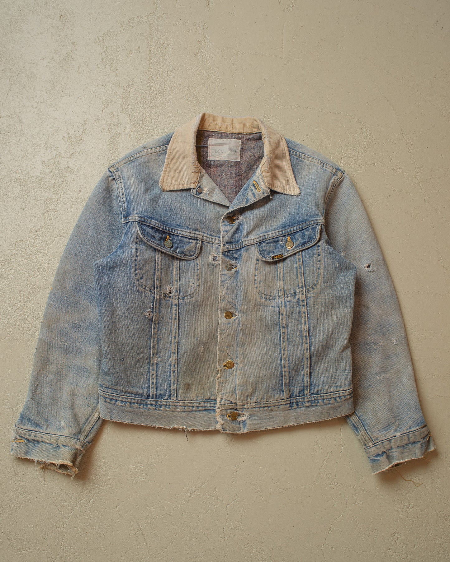 1970s/80s distressed Lee Stromrider lined Denim Jacket - L/XL