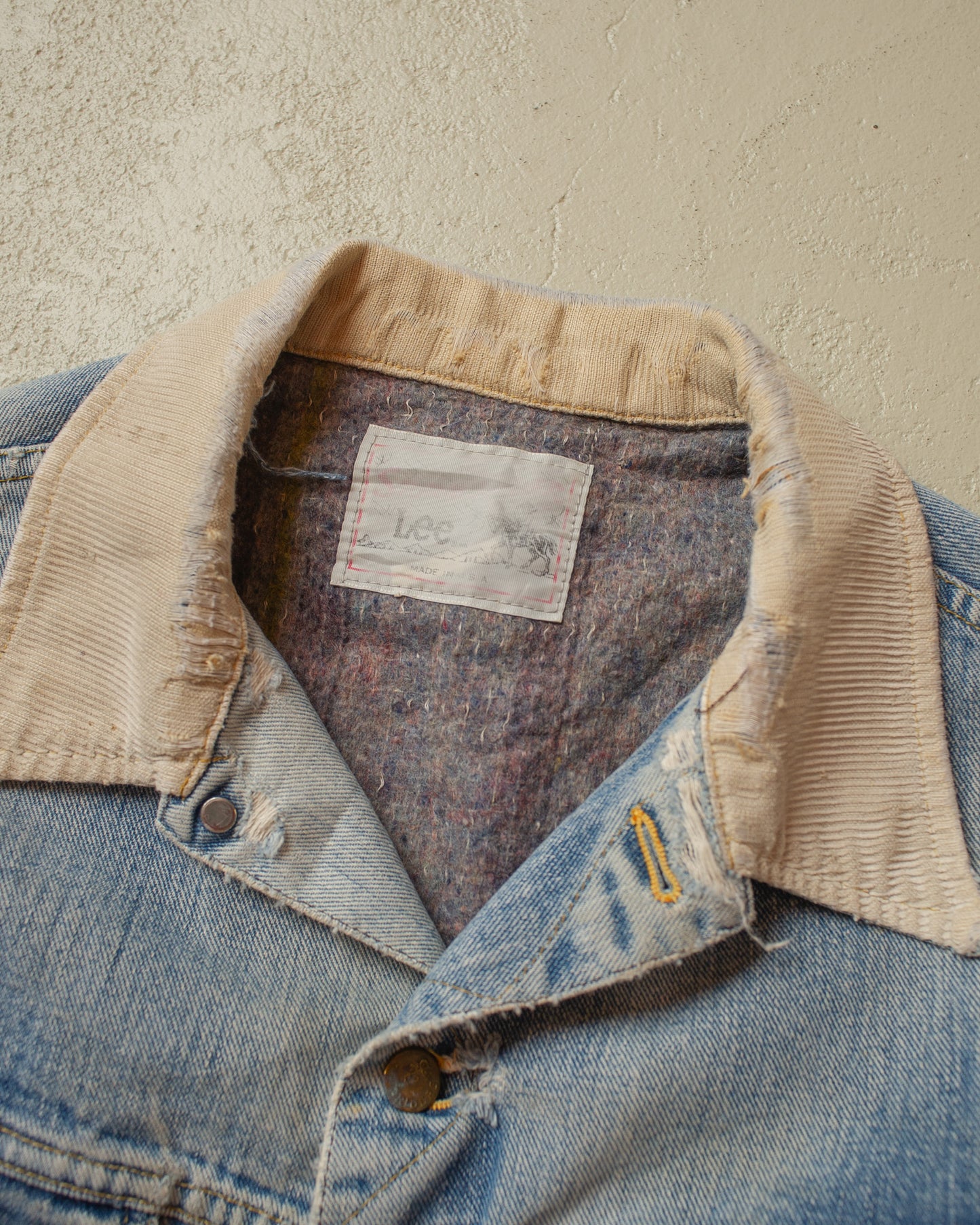 1970s/80s distressed Lee Stromrider lined Denim Jacket - L/XL