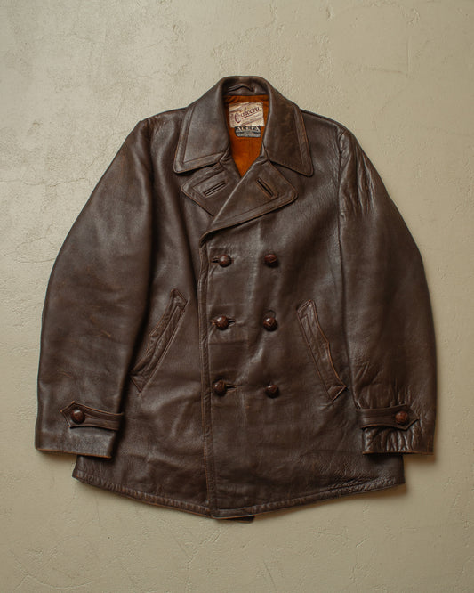 1930s German Cahocra "ADEFA" Leather Car Coat brown - M