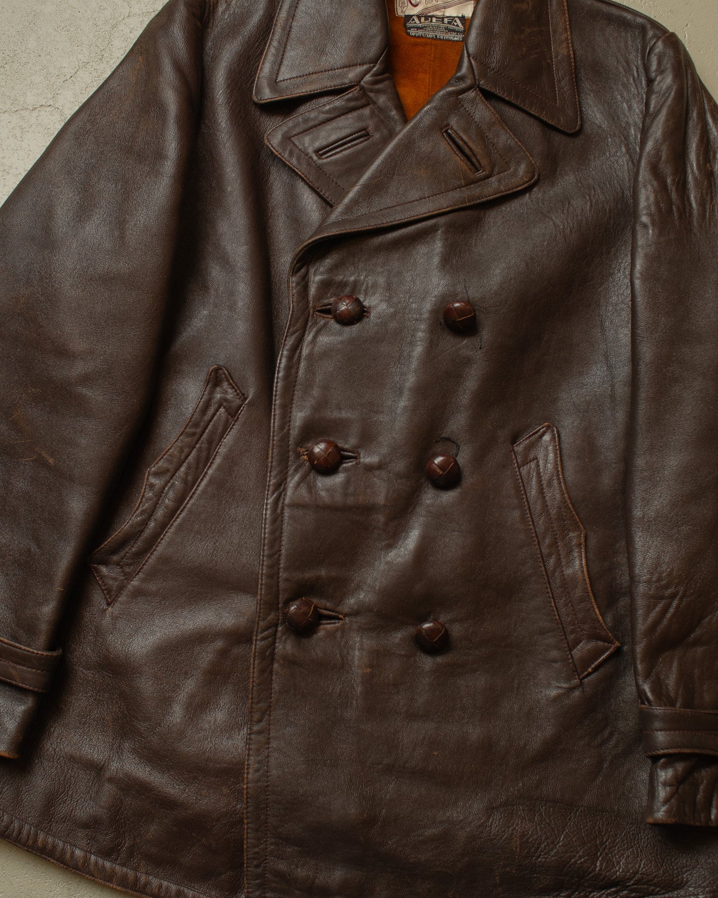 1930s German Cahocra "ADEFA" Leather Car Coat brown - M