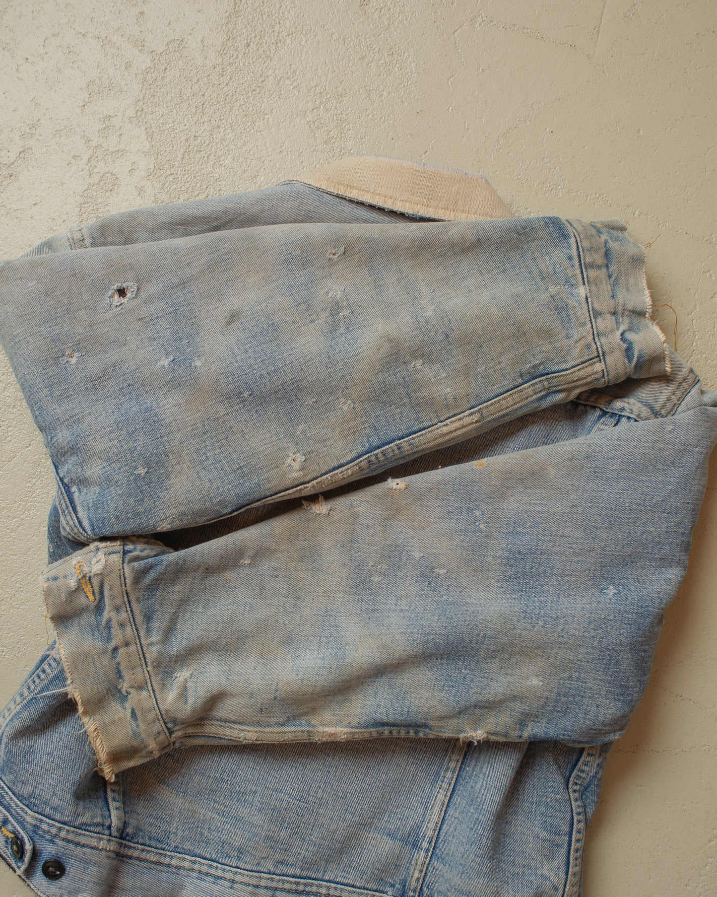1970s/80s distressed Lee Stromrider lined Denim Jacket - L/XL
