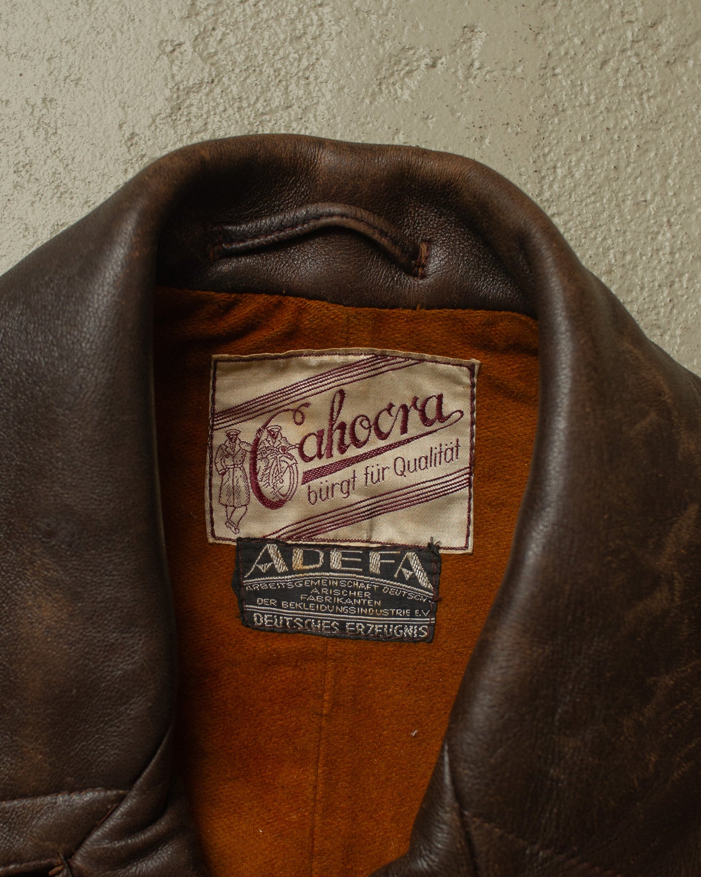 1930s German Cahocra "ADEFA" Leather Car Coat brown - M