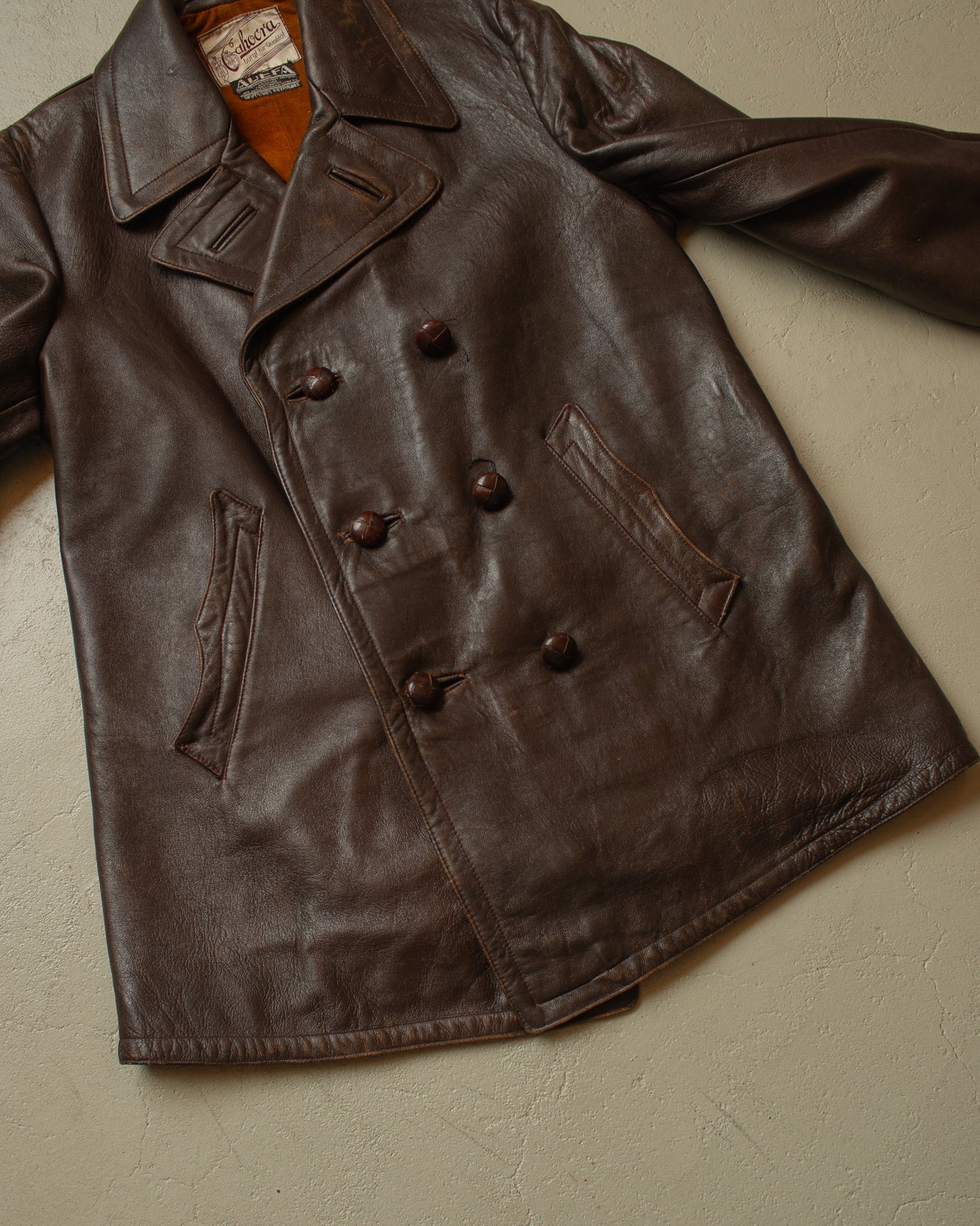 1930s German Cahocra "ADEFA" Leather Car Coat brown - M