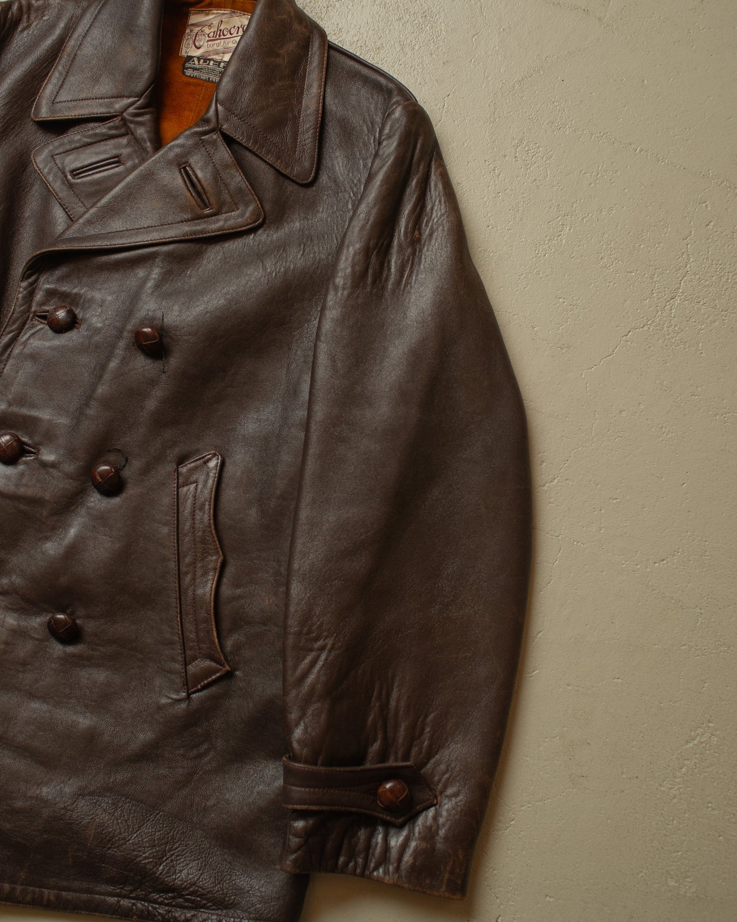 1930s German Cahocra "ADEFA" Leather Car Coat brown - M