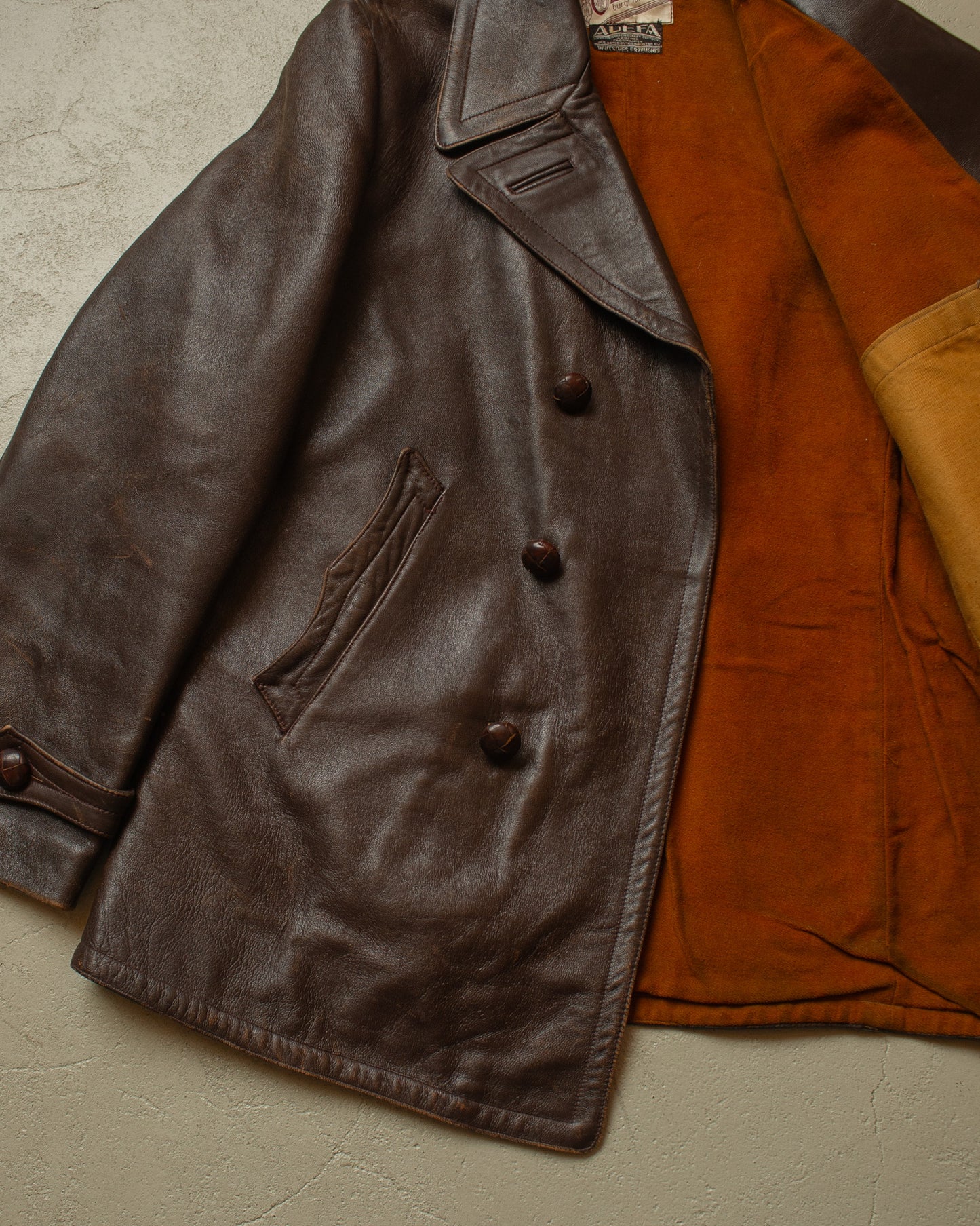 1930s German Cahocra "ADEFA" Leather Car Coat brown - M