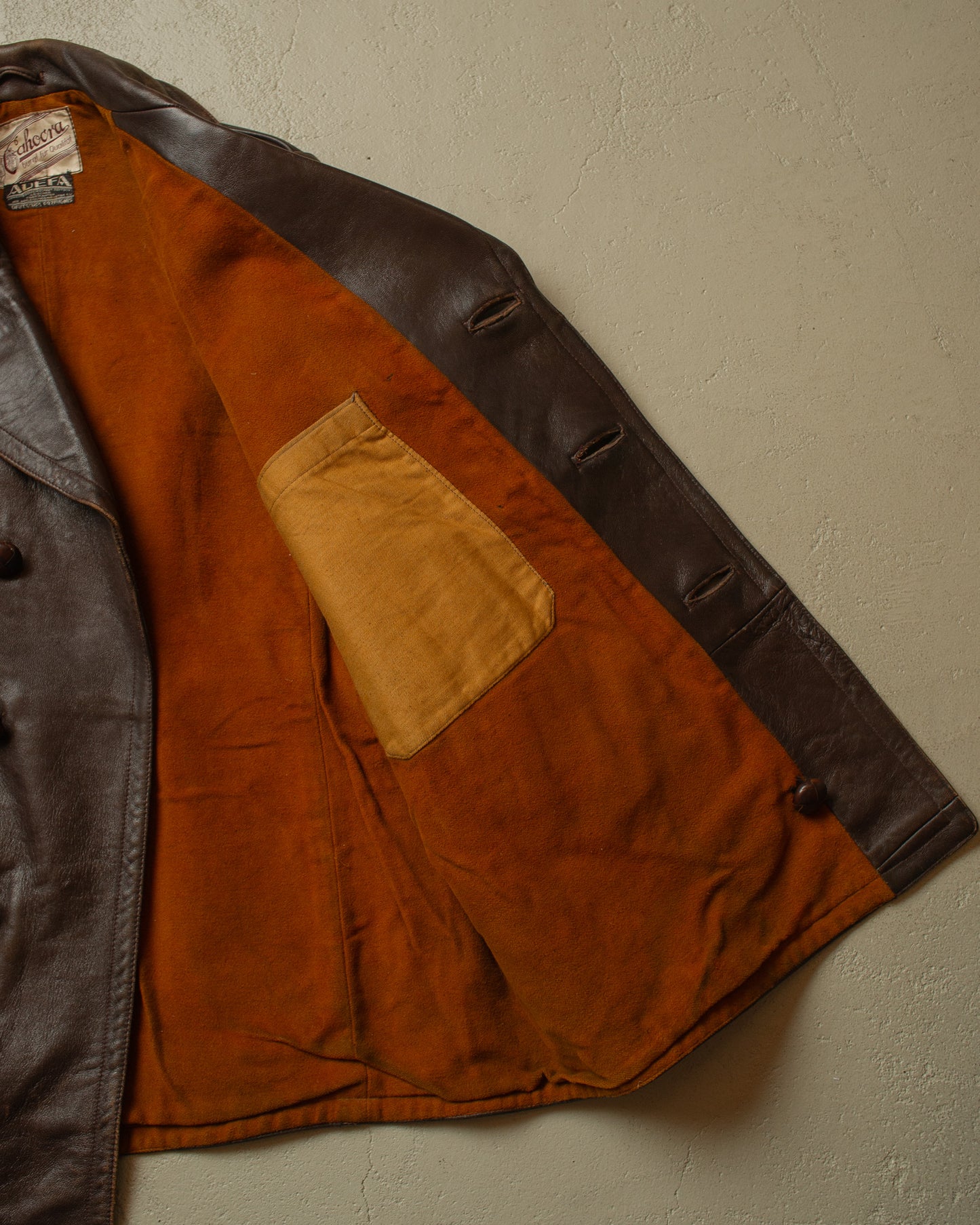 1930s German Cahocra "ADEFA" Leather Car Coat brown - M