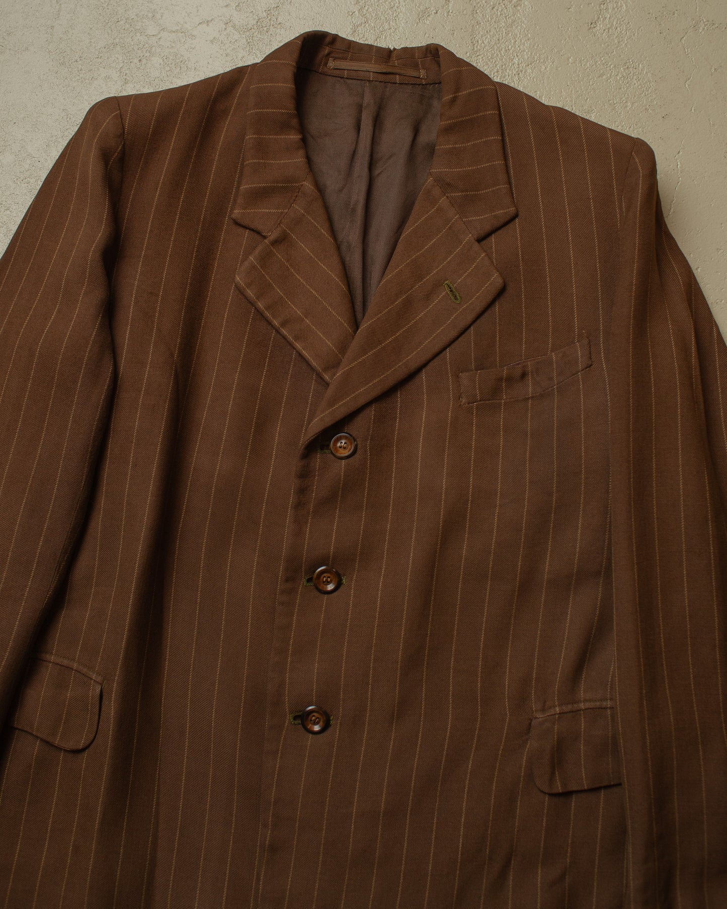 1930s German pinstriped Single breasted Suit brown - M/L