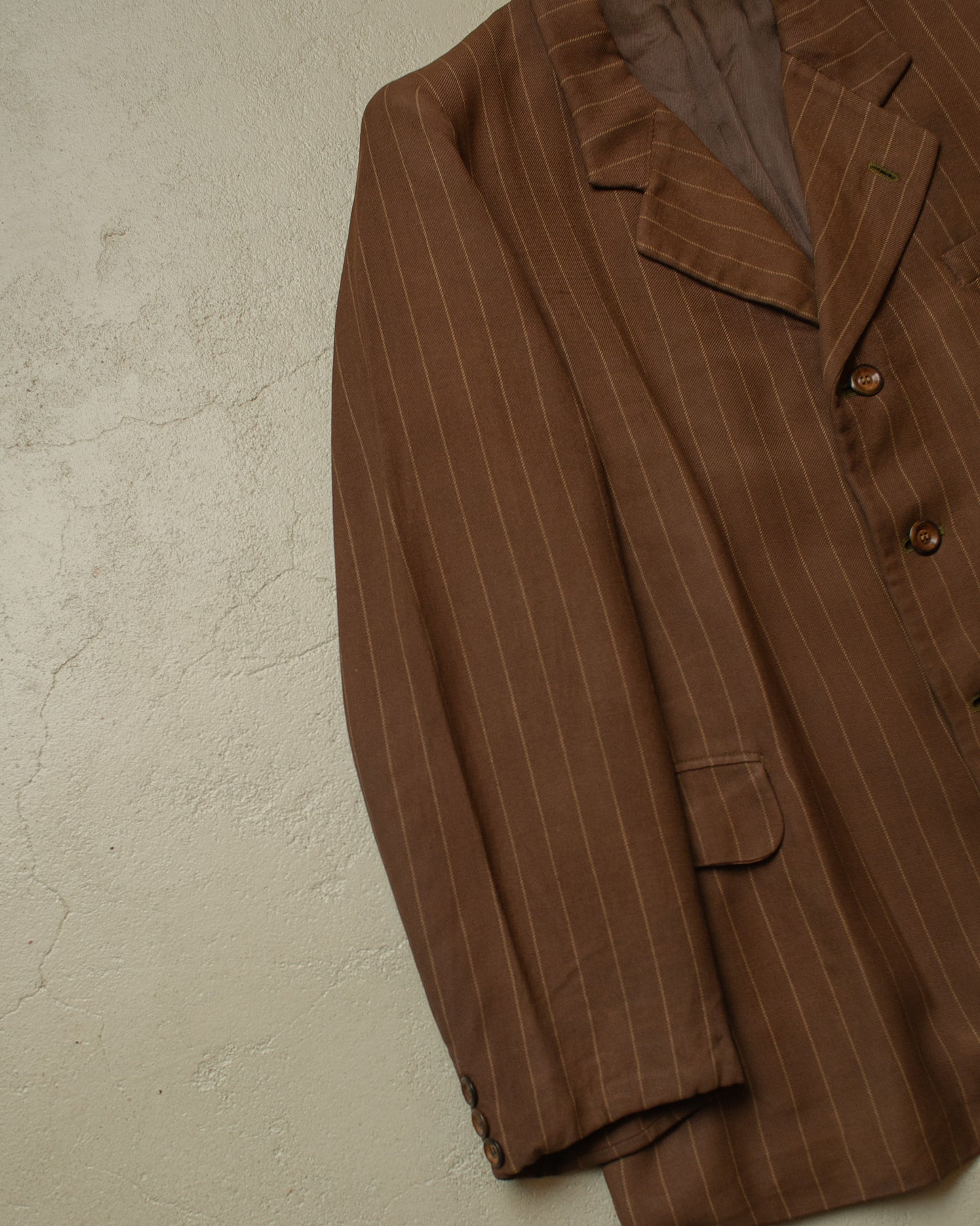 1930s German pinstriped Single breasted Suit brown - M/L