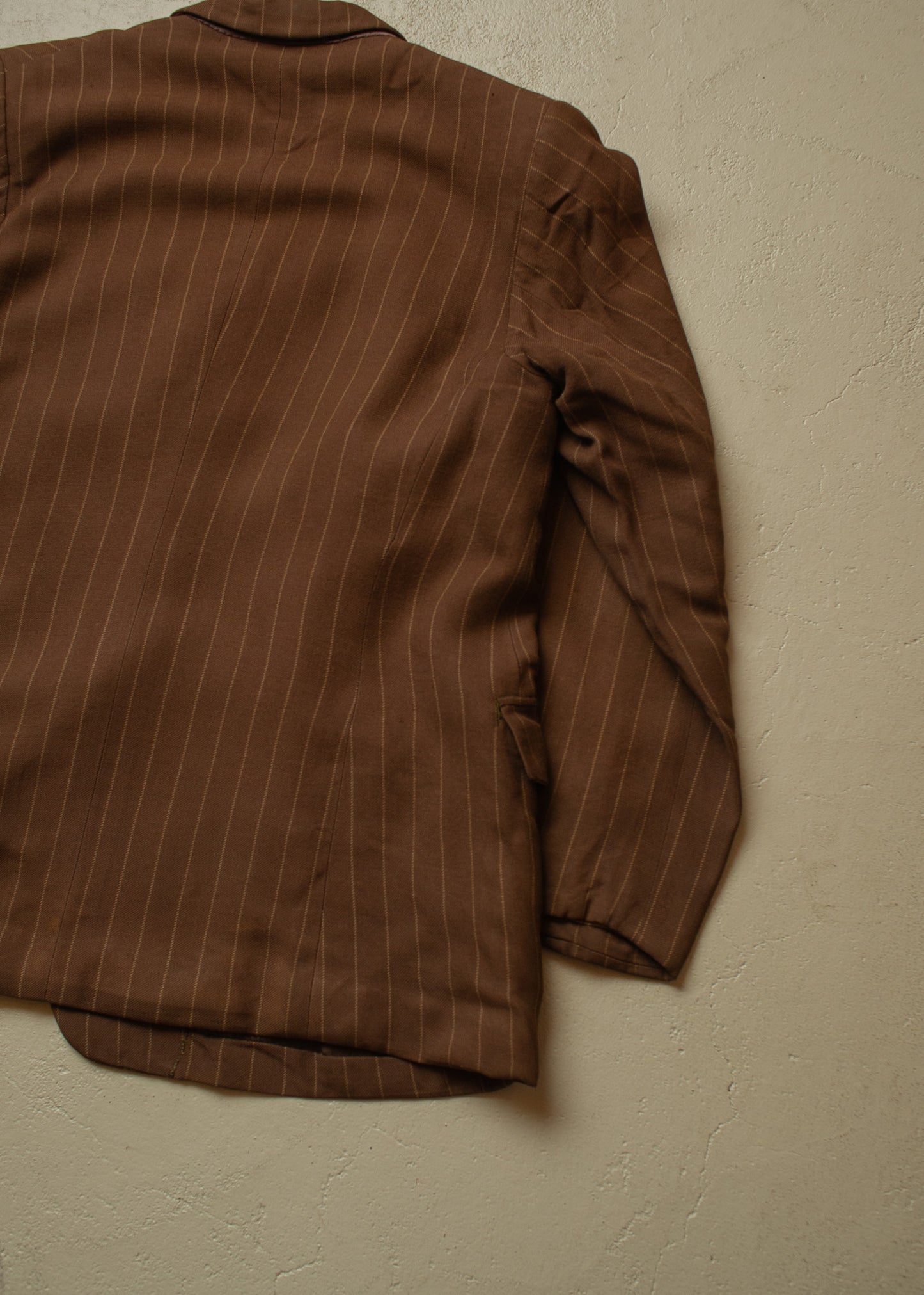 1930s German pinstriped Single breasted Suit brown - M/L