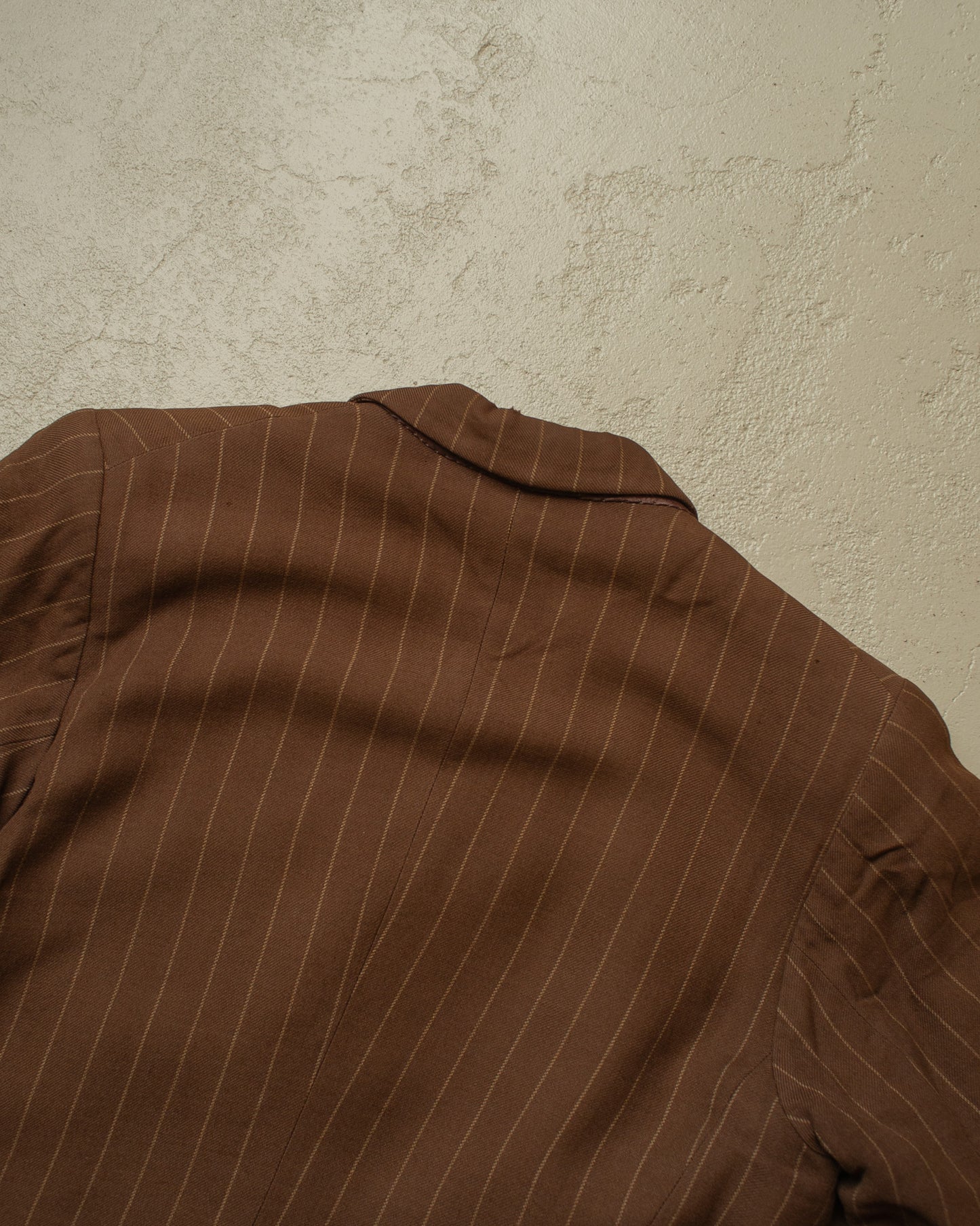1930s German pinstriped Single breasted Suit brown - M/L