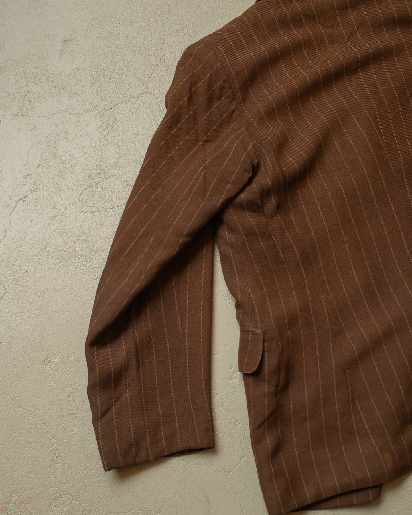 1930s German pinstriped Single breasted Suit brown - M/L