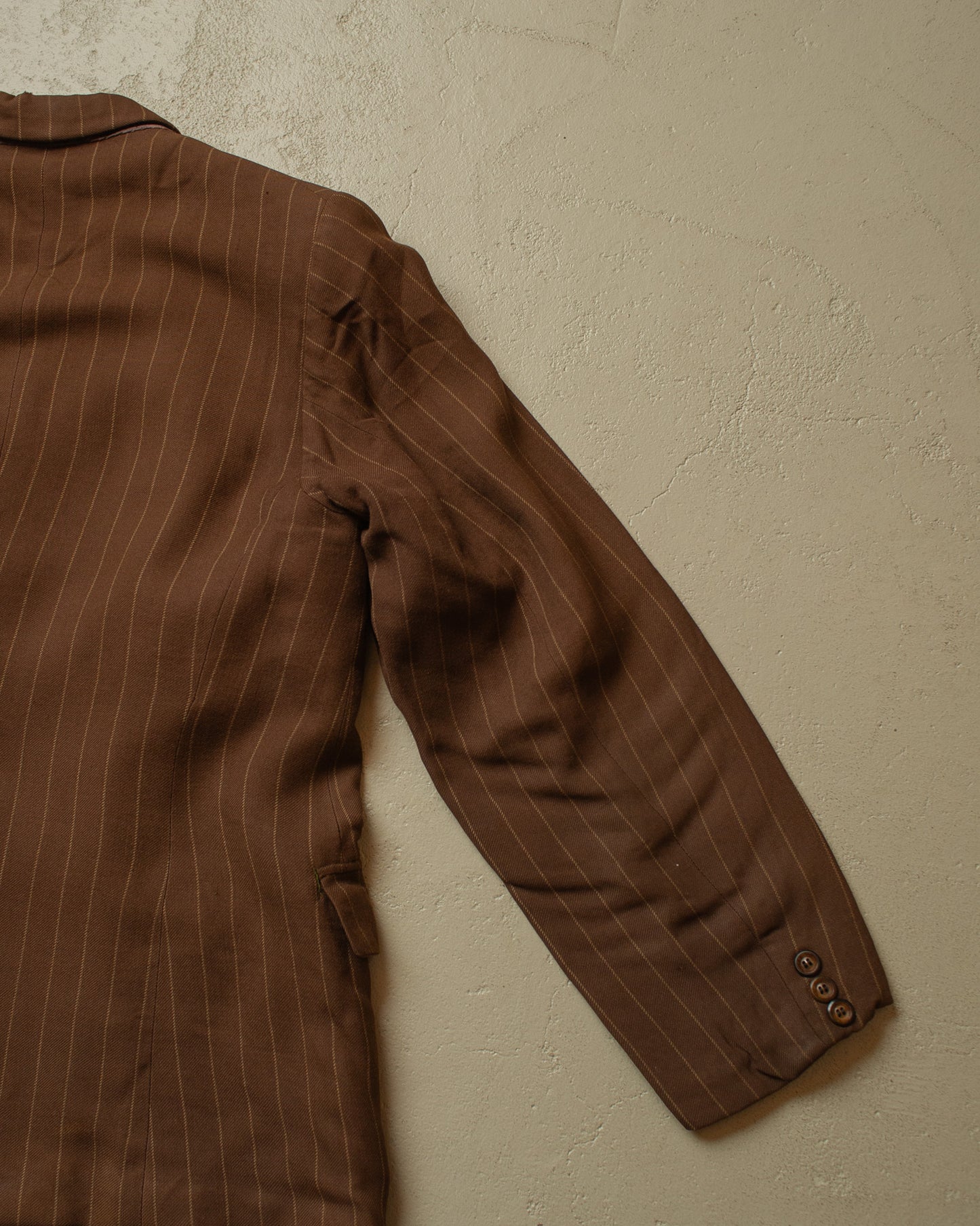 1930s German pinstriped Single breasted Suit brown - M/L