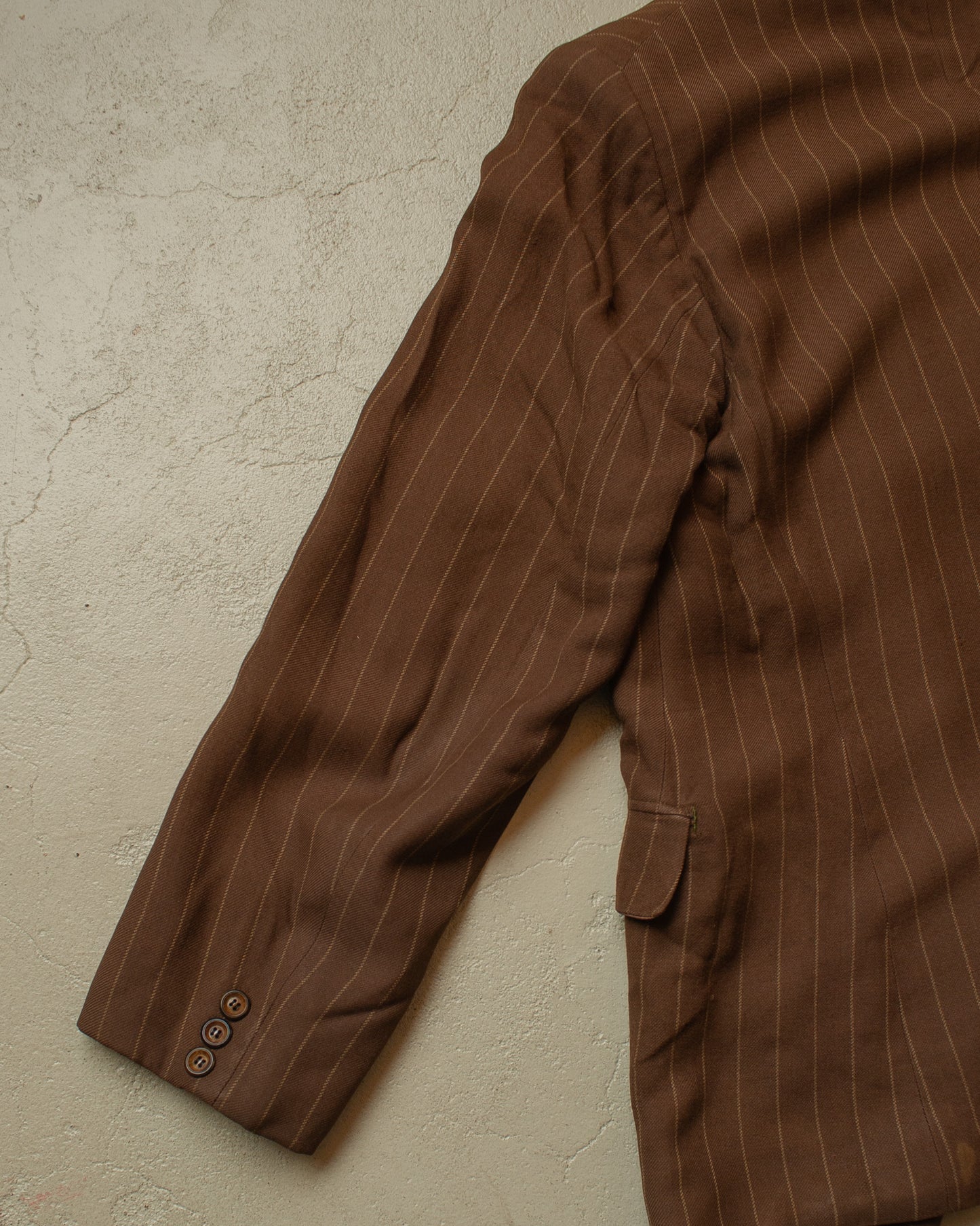 1930s German pinstriped Single breasted Suit brown - M/L