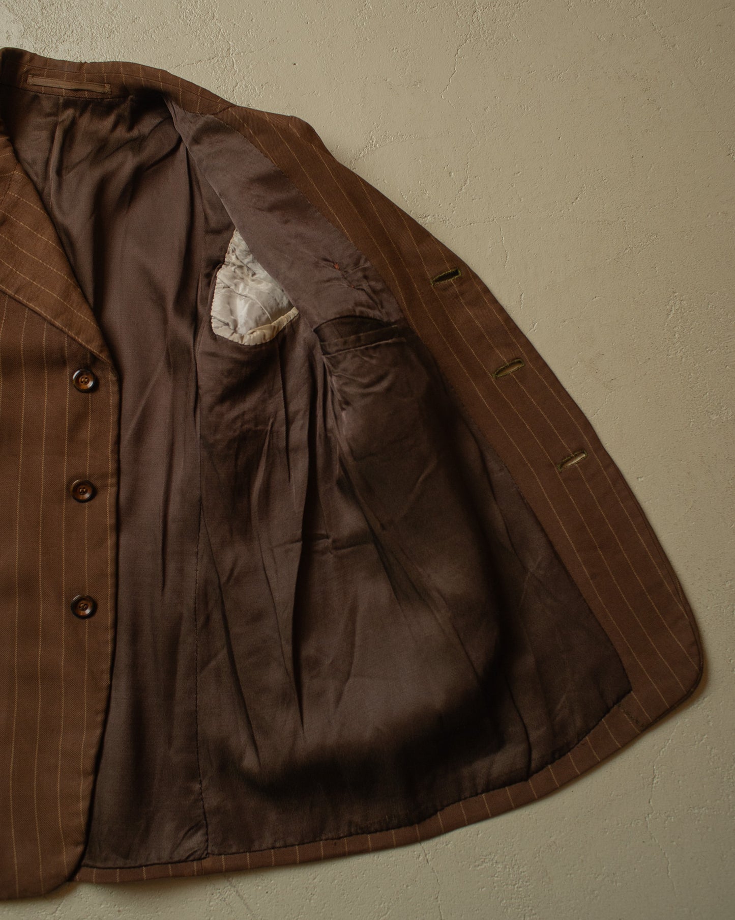 1930s German pinstriped Single breasted Suit brown - M/L