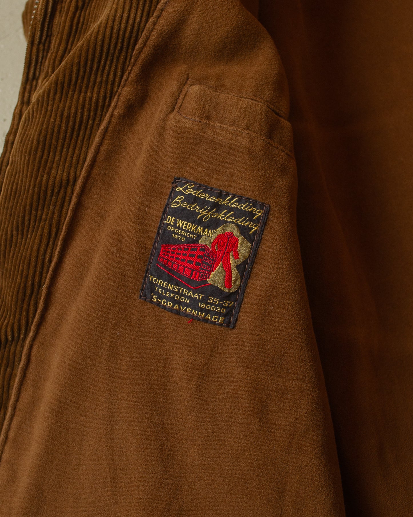 1950s Dutch lined Corduroy Work Jacket brown - L/XL