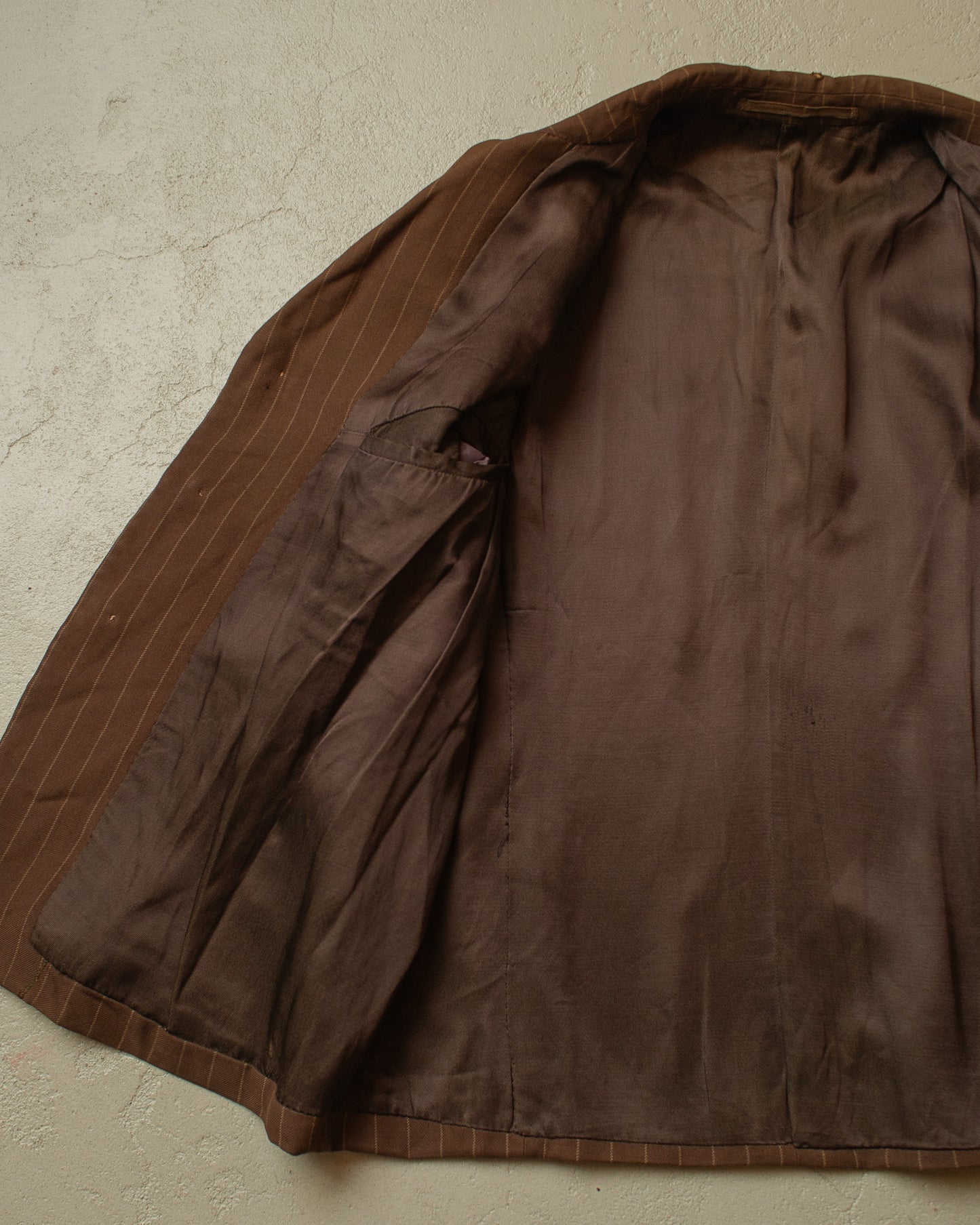 1930s German pinstriped Single breasted Suit brown - M/L