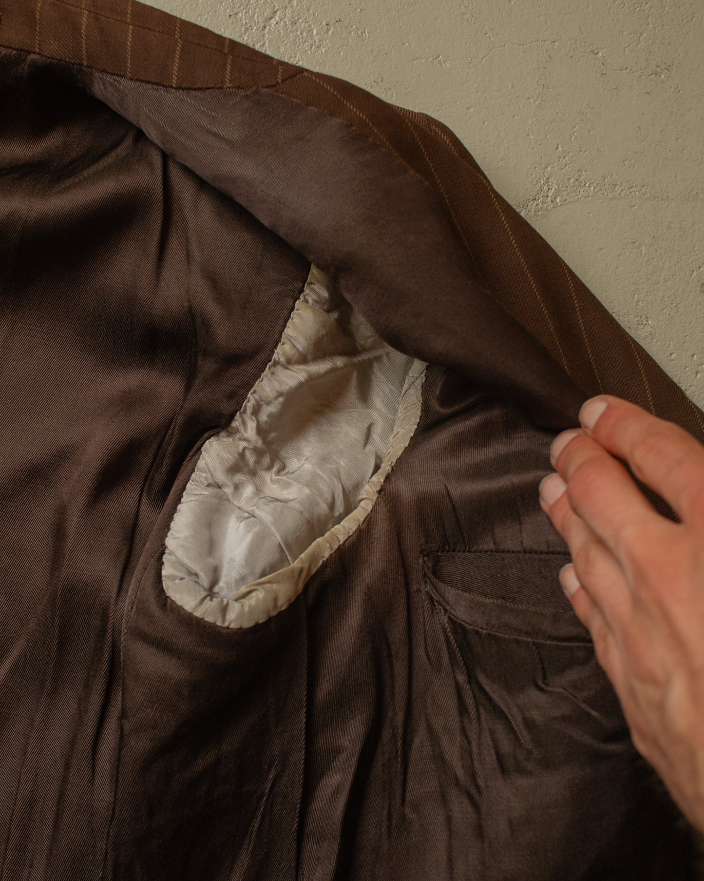1930s German pinstriped Single breasted Suit brown - M/L