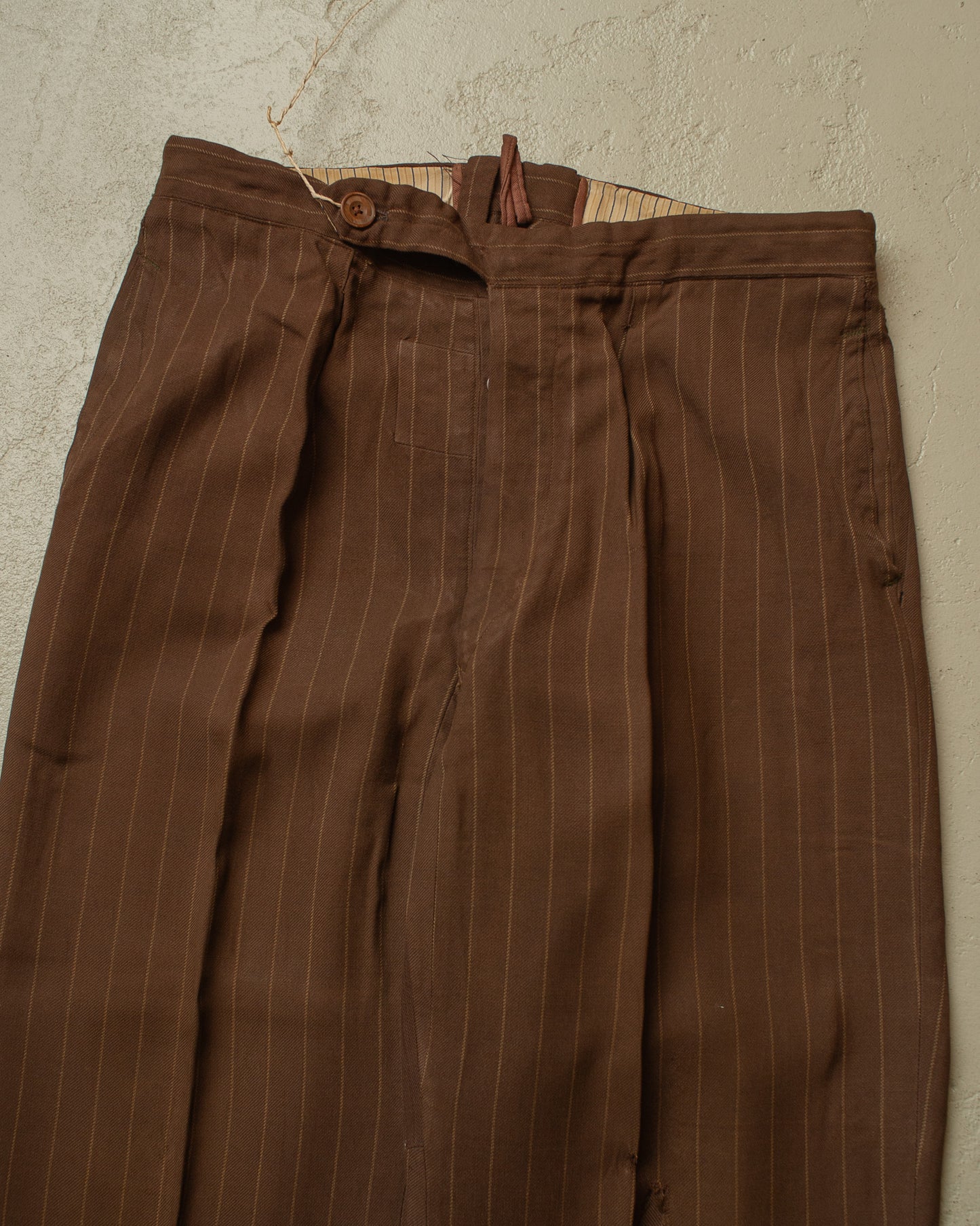 1930s German pinstriped Single breasted Suit brown - M/L