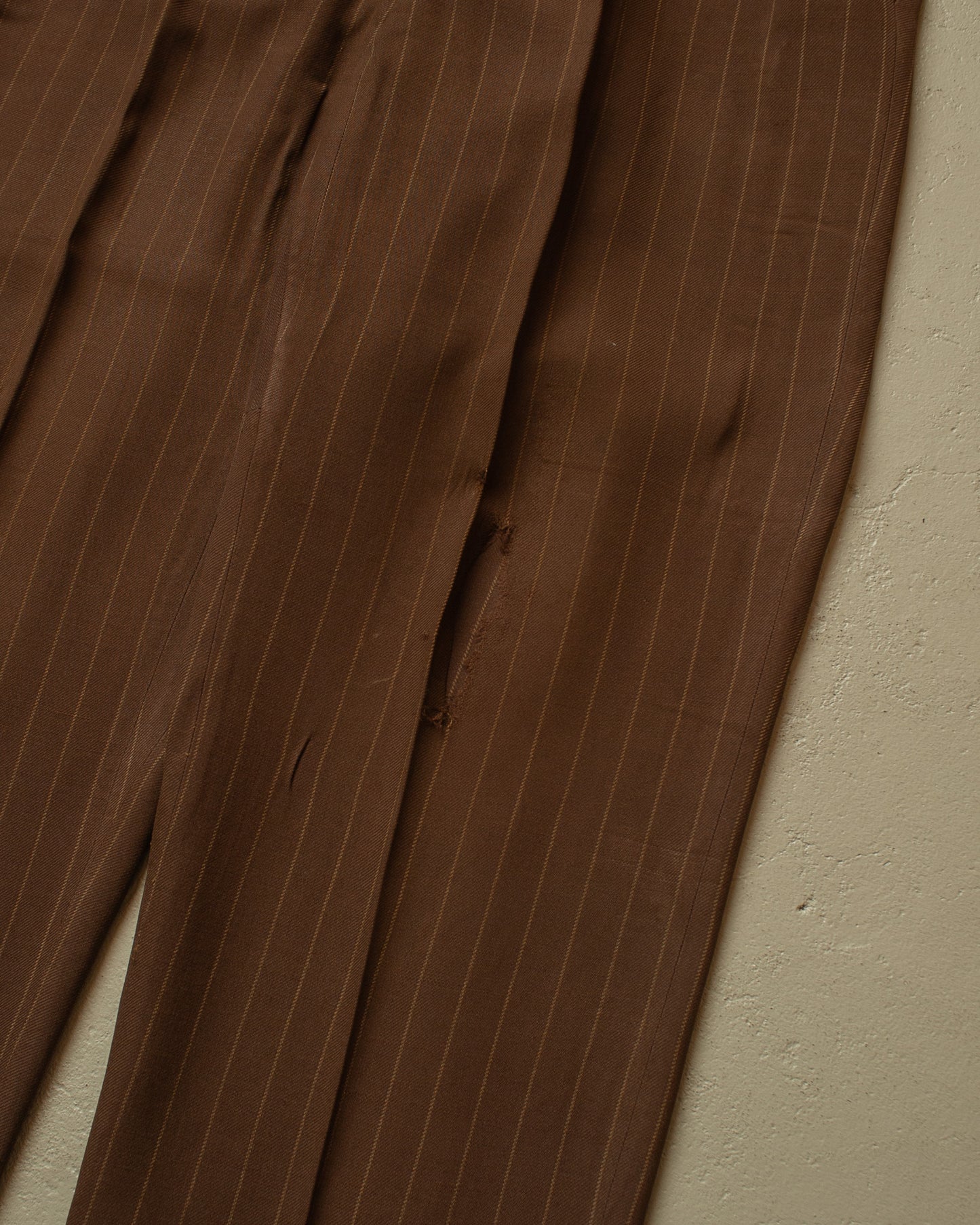 1930s German pinstriped Single breasted Suit brown - M/L