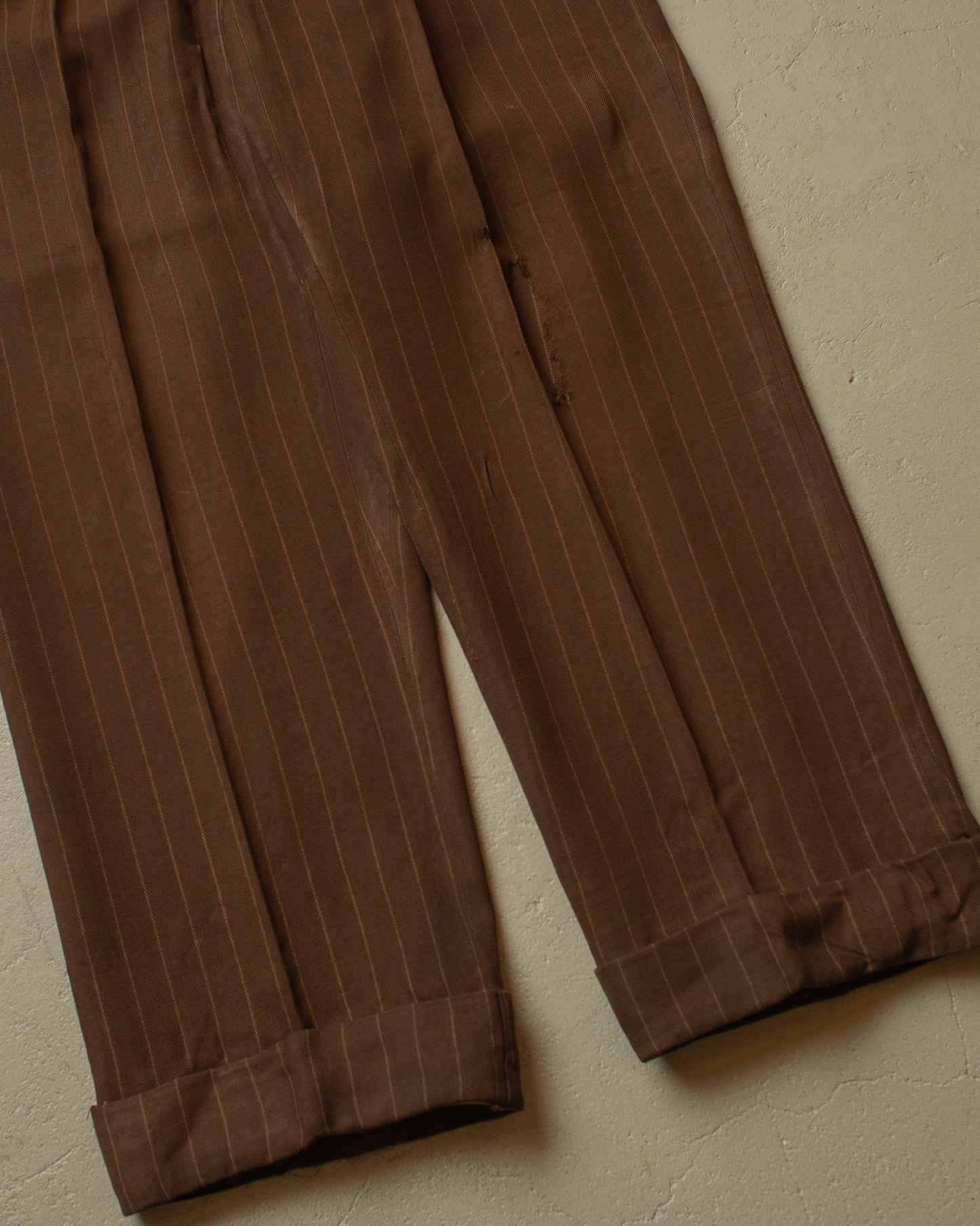 1930s German pinstriped Single breasted Suit brown - M/L