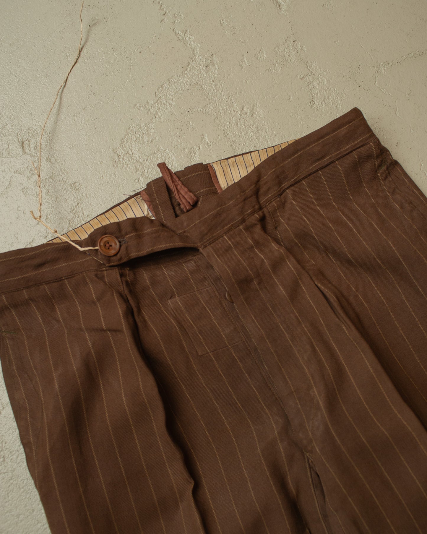 1930s German pinstriped Single breasted Suit brown - M/L