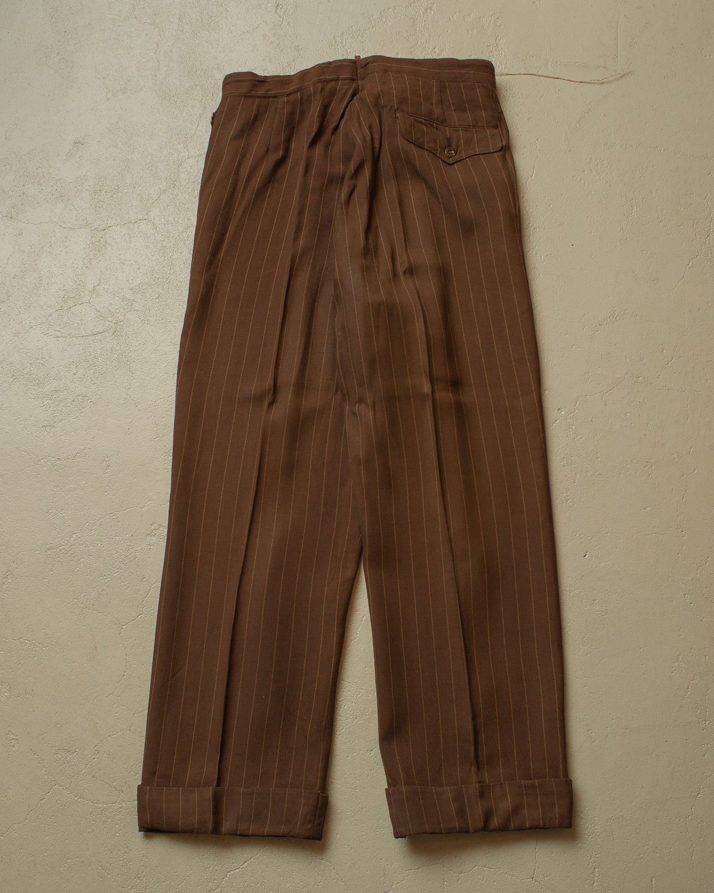 1930s German pinstriped Single breasted Suit brown - M/L